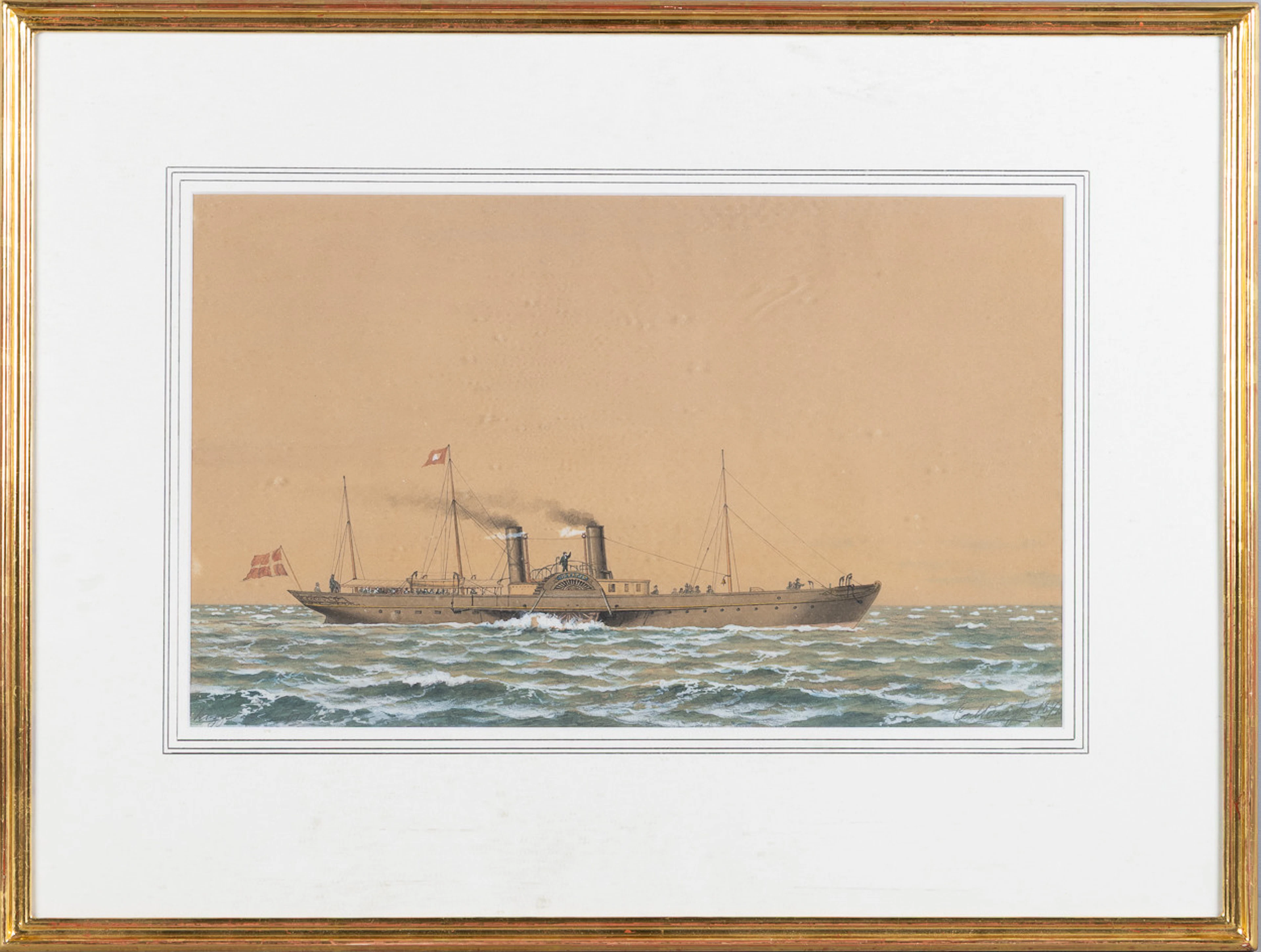 CARL ERIK BAAGØE. "Horatio", gouache och blyerts, fartygsporträtt