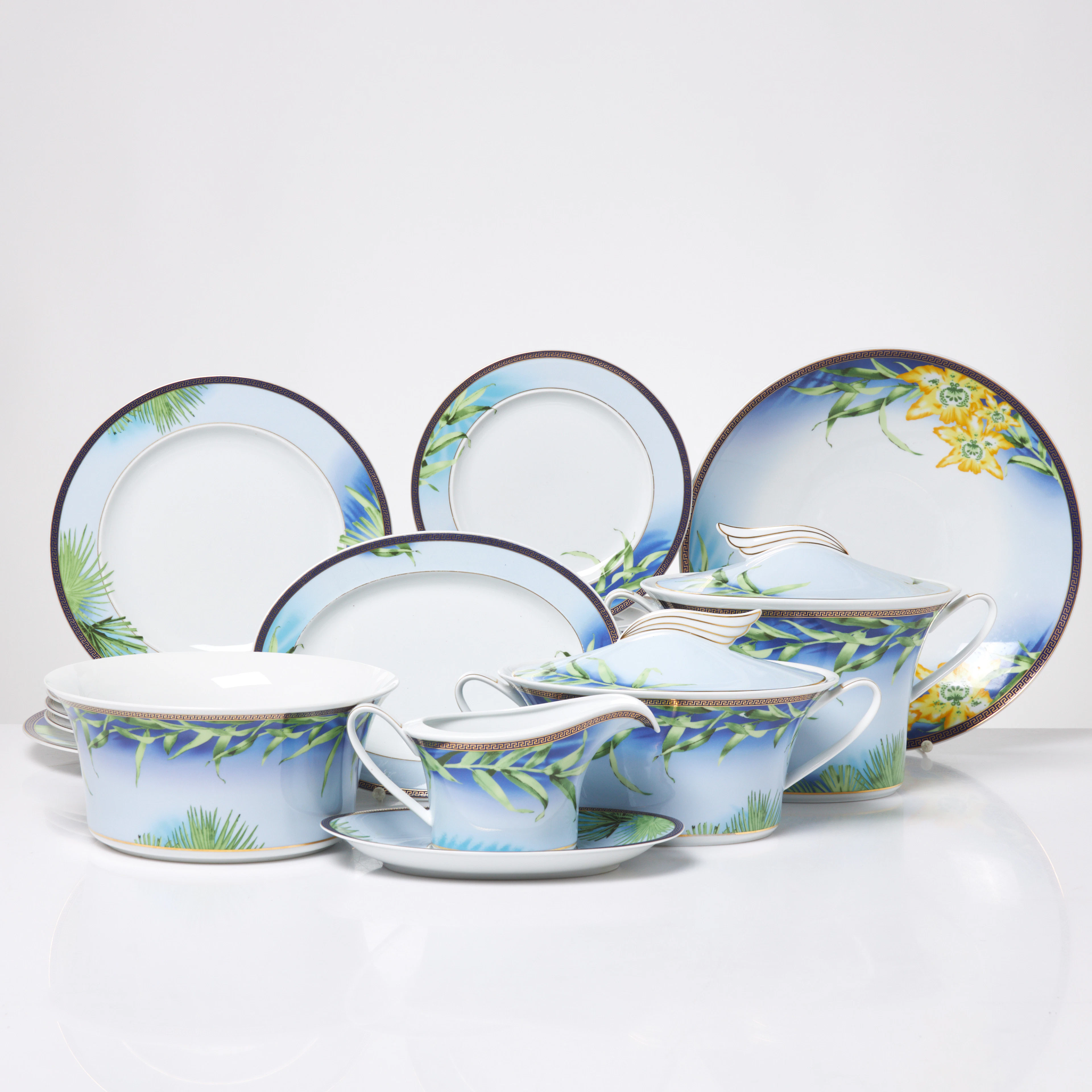 VERSACE, Servisdelar, 23 dlr, "Jungle", porslin, floral dekor, Rosenthal
