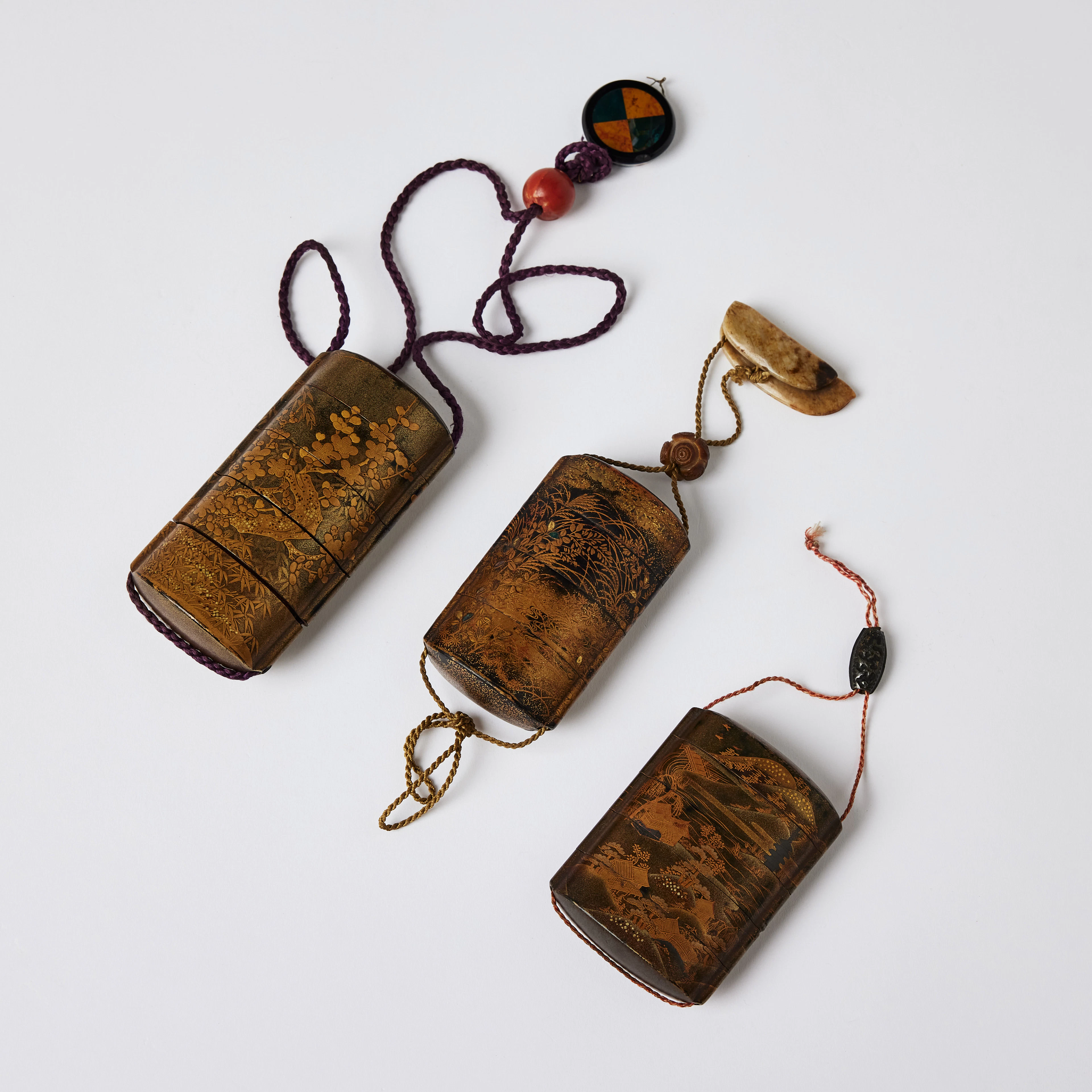 Three Japanese Gilt-Lacquer Inro.