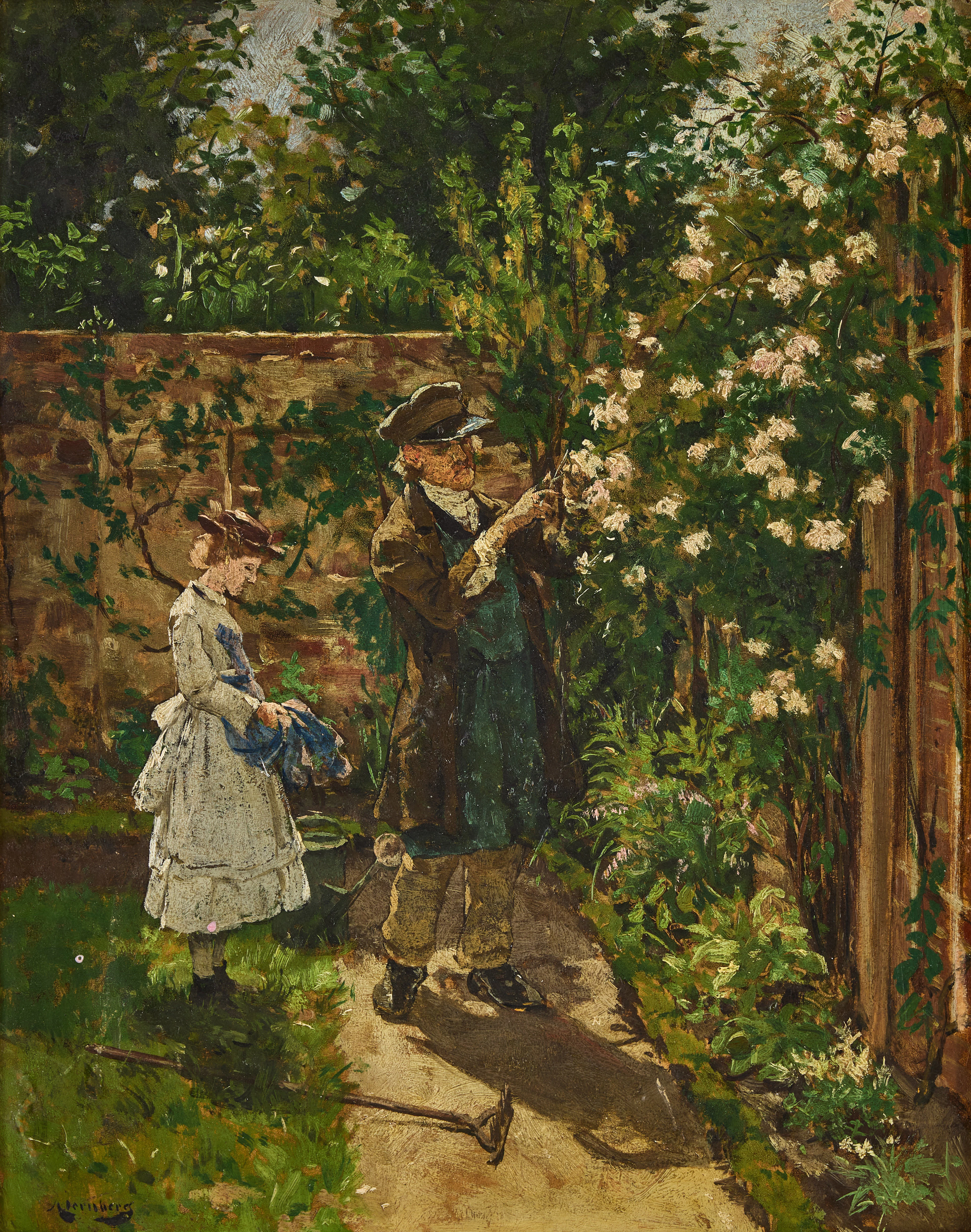 AUGUST JERNBERG. Trädgårdsidyll.