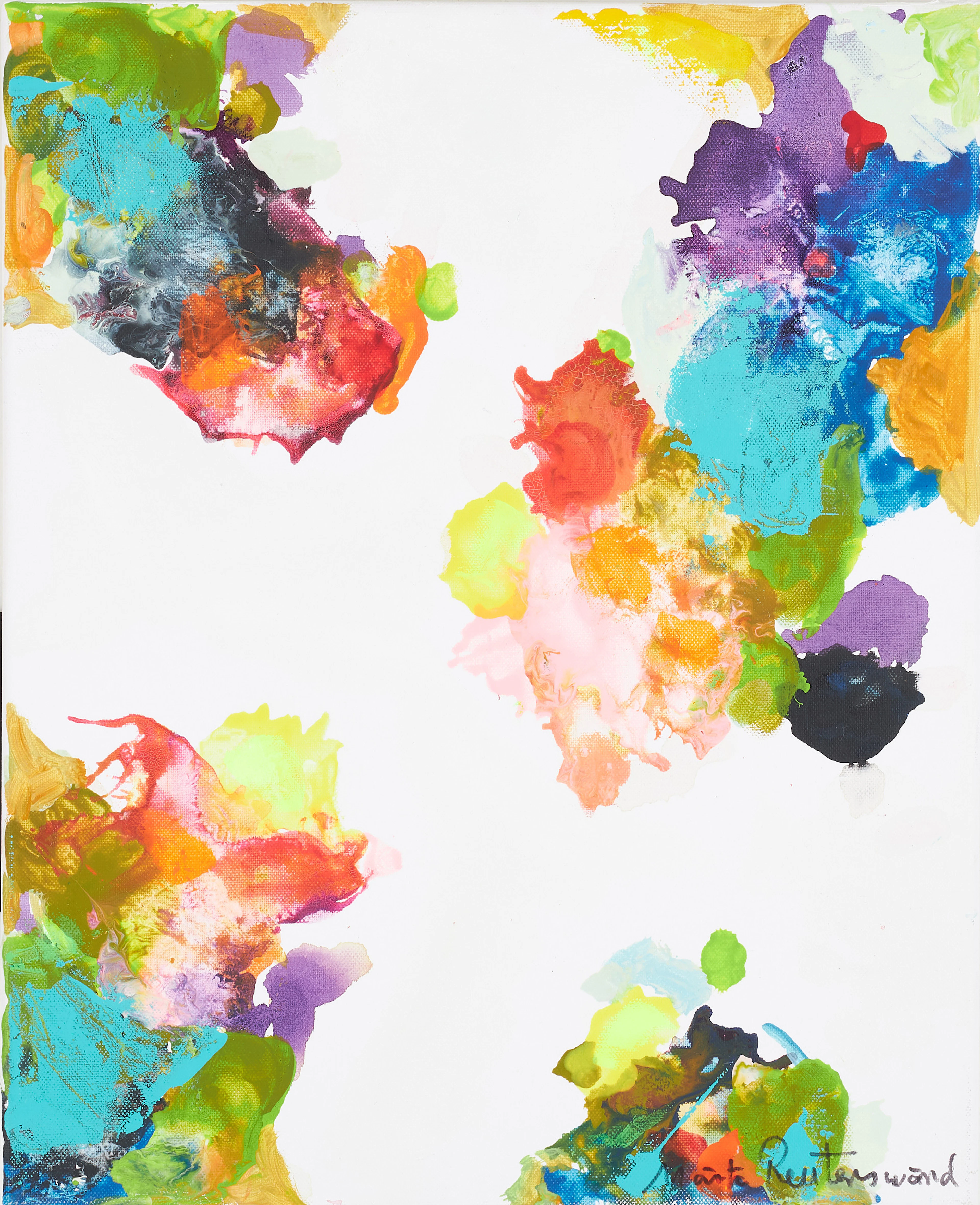 MÄRTA REUTERSWÄRD. "Kalejdoskop", akryl och gouache på duk, signerad.