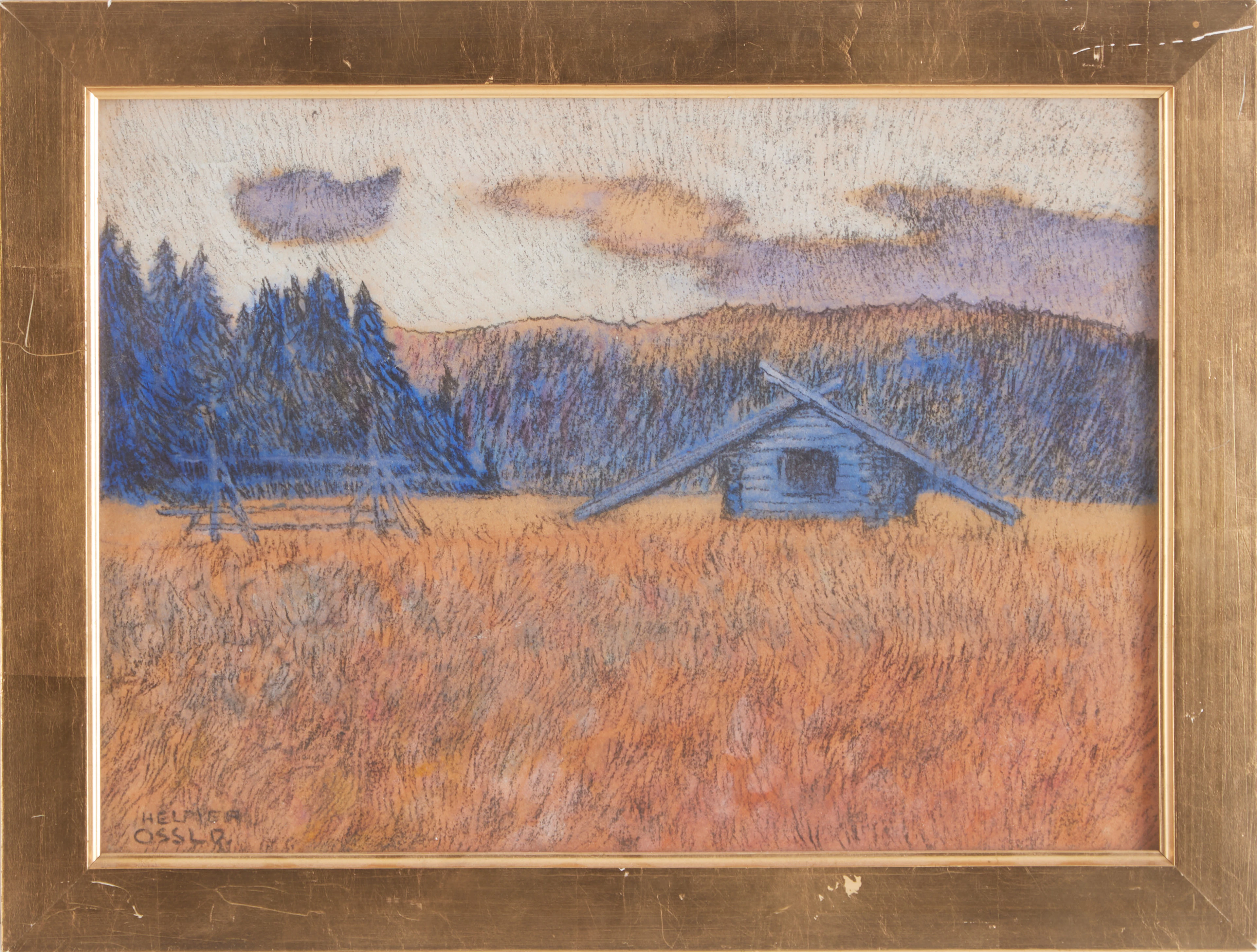 HELMER OSSLUND. Pastell på papper, singerad.