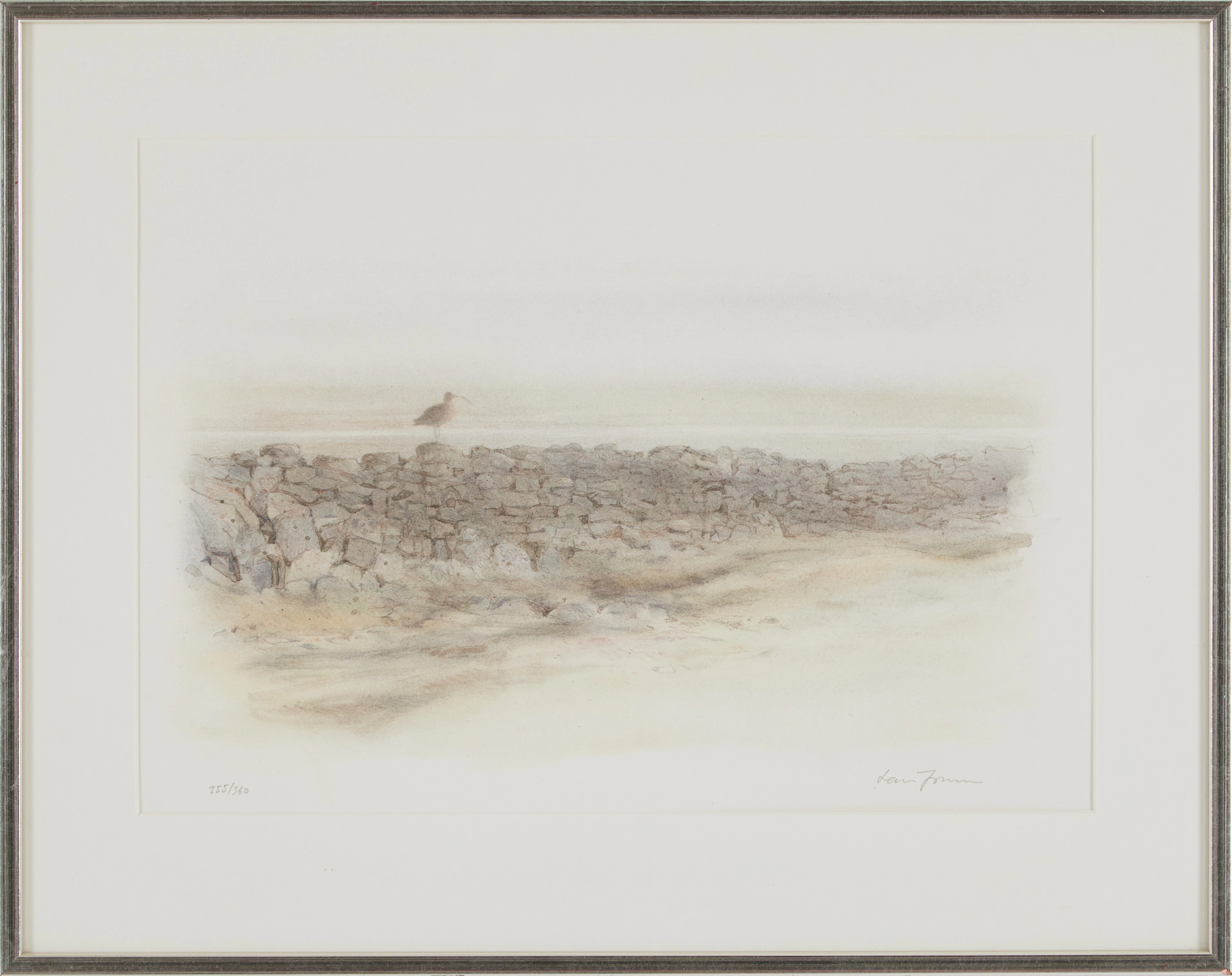 LARS JONSSON. Motiv med storspov, färglitografi, signerad, 355/360.