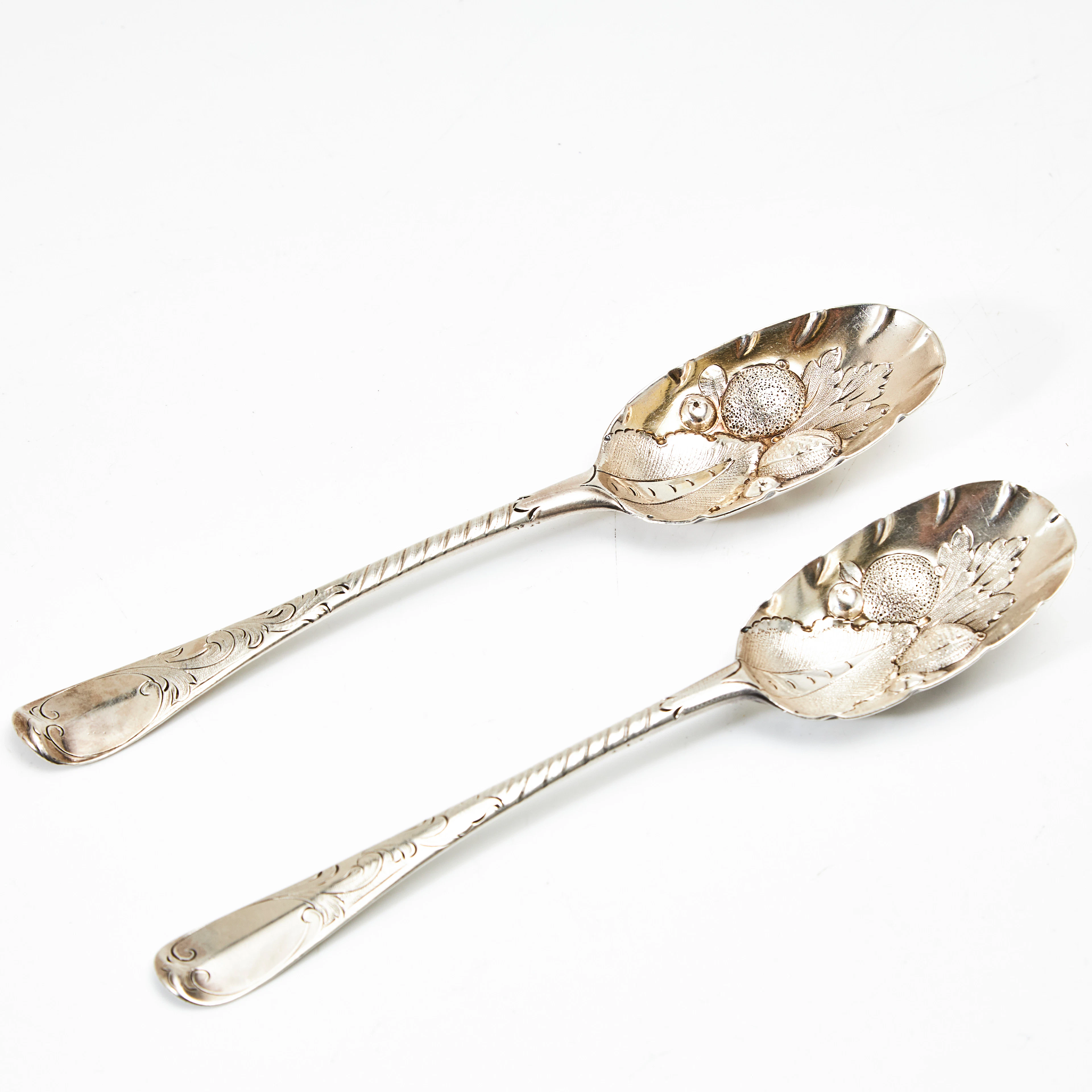 JORDGUBBSSKEDAR sk. Berry spoons, 2 st, sterlingsilver 958, Britanniamärkta