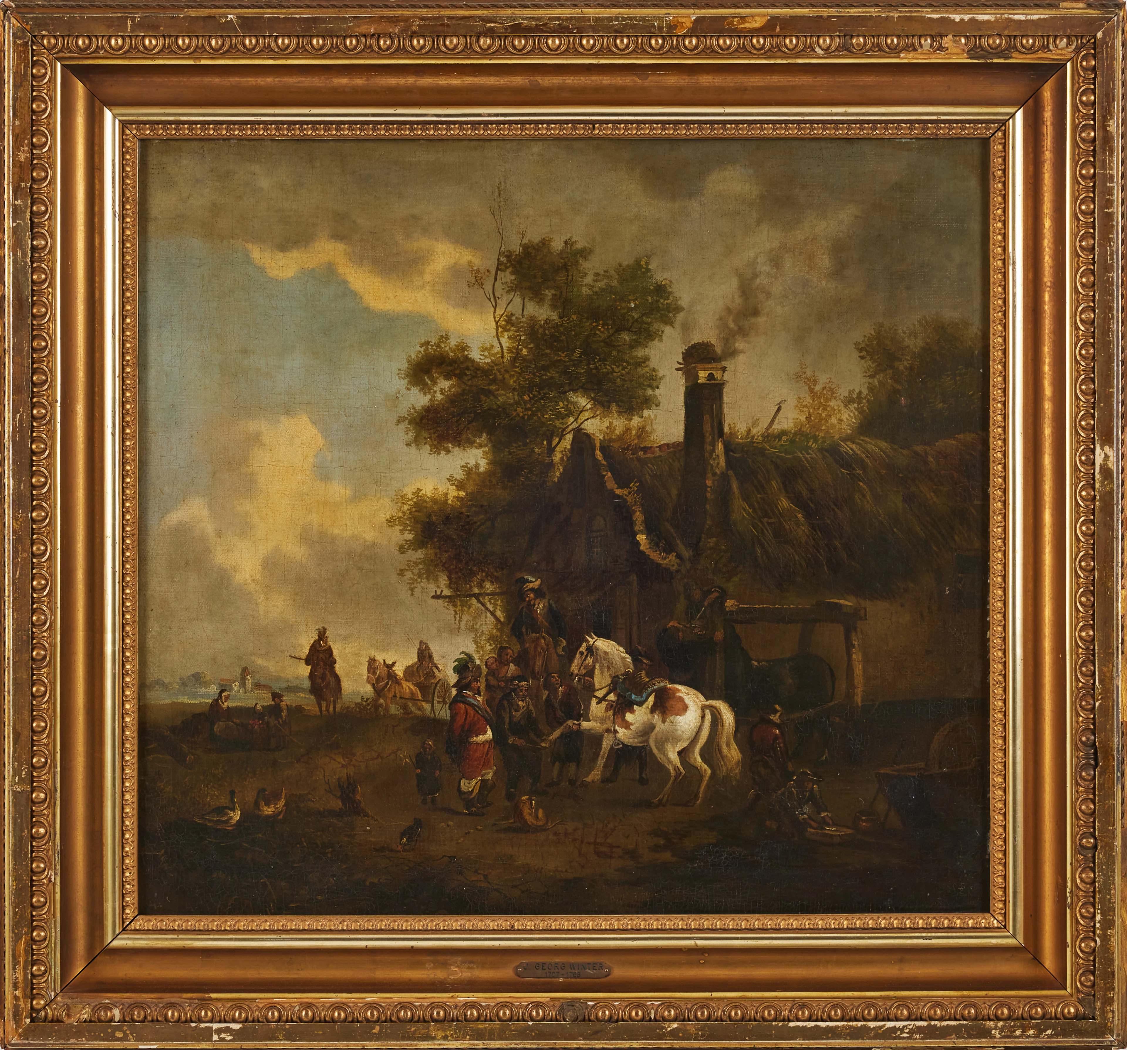 JOHANN GEORG WINTER. TILLSKRIVEN. ''Hos Hovslagaren, olja på duk.