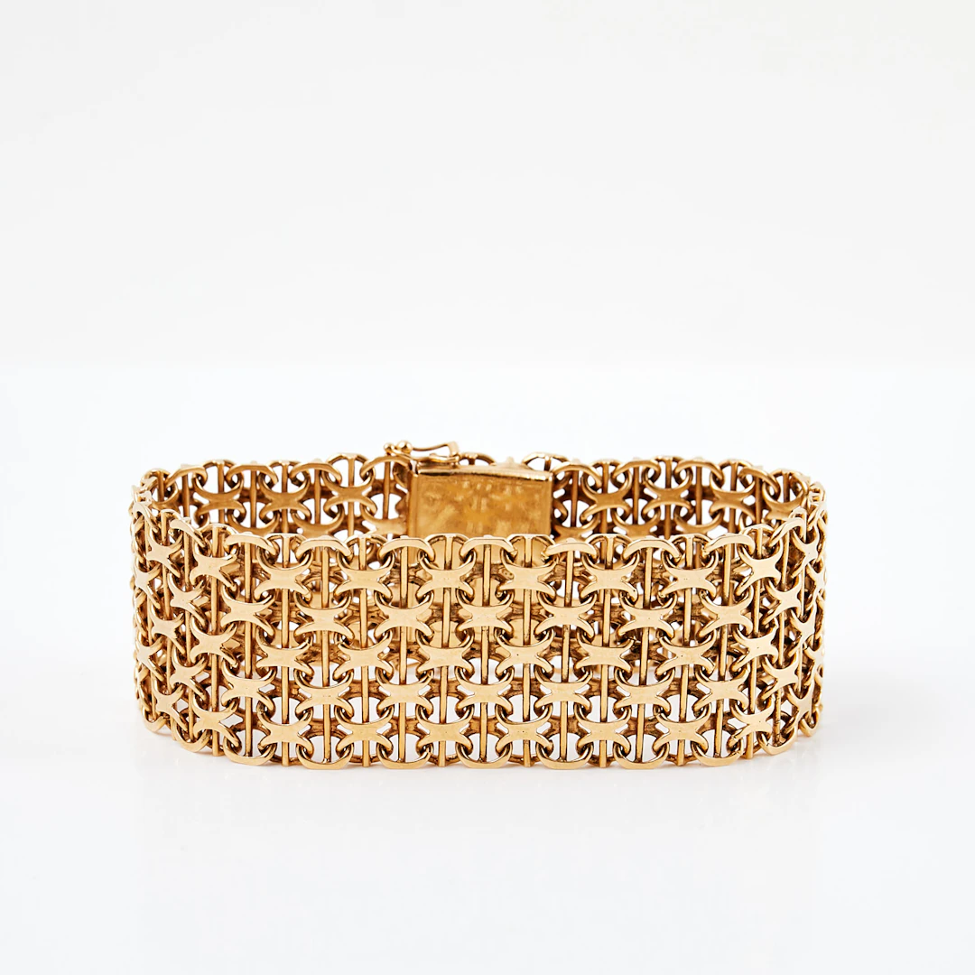 ARMBAND, 18 k guld, x-länk med stav, Svenska Guldvaruaktiebolaget