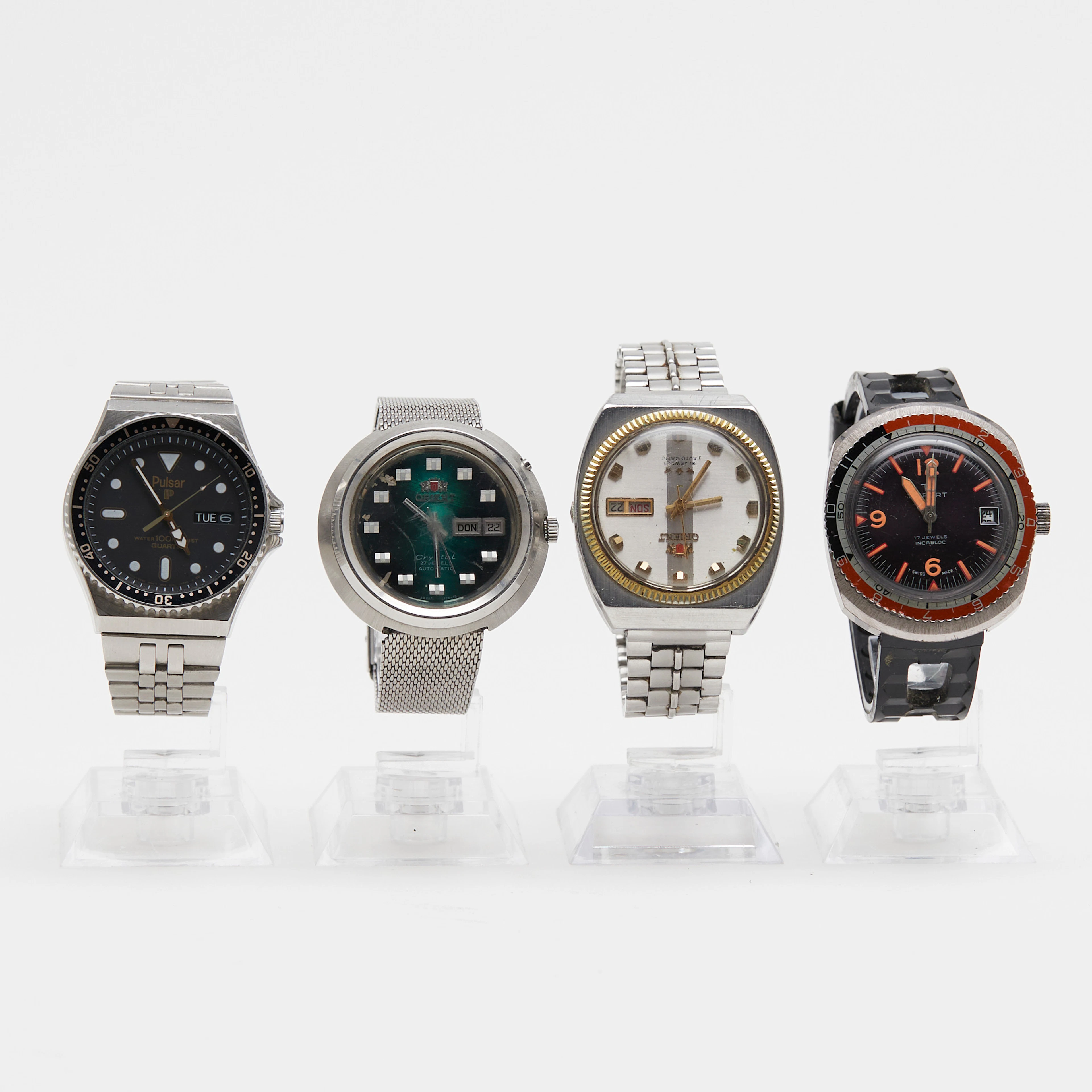 ORIENT, PULSAR, TD EXPERT ETC., Konvolut Armbanduhren, 20. Jahrhundert. (4).