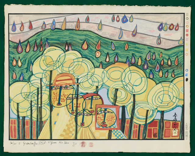 FRIEDENSREICH HUNDERTWASSER. "The rain falls far from us".