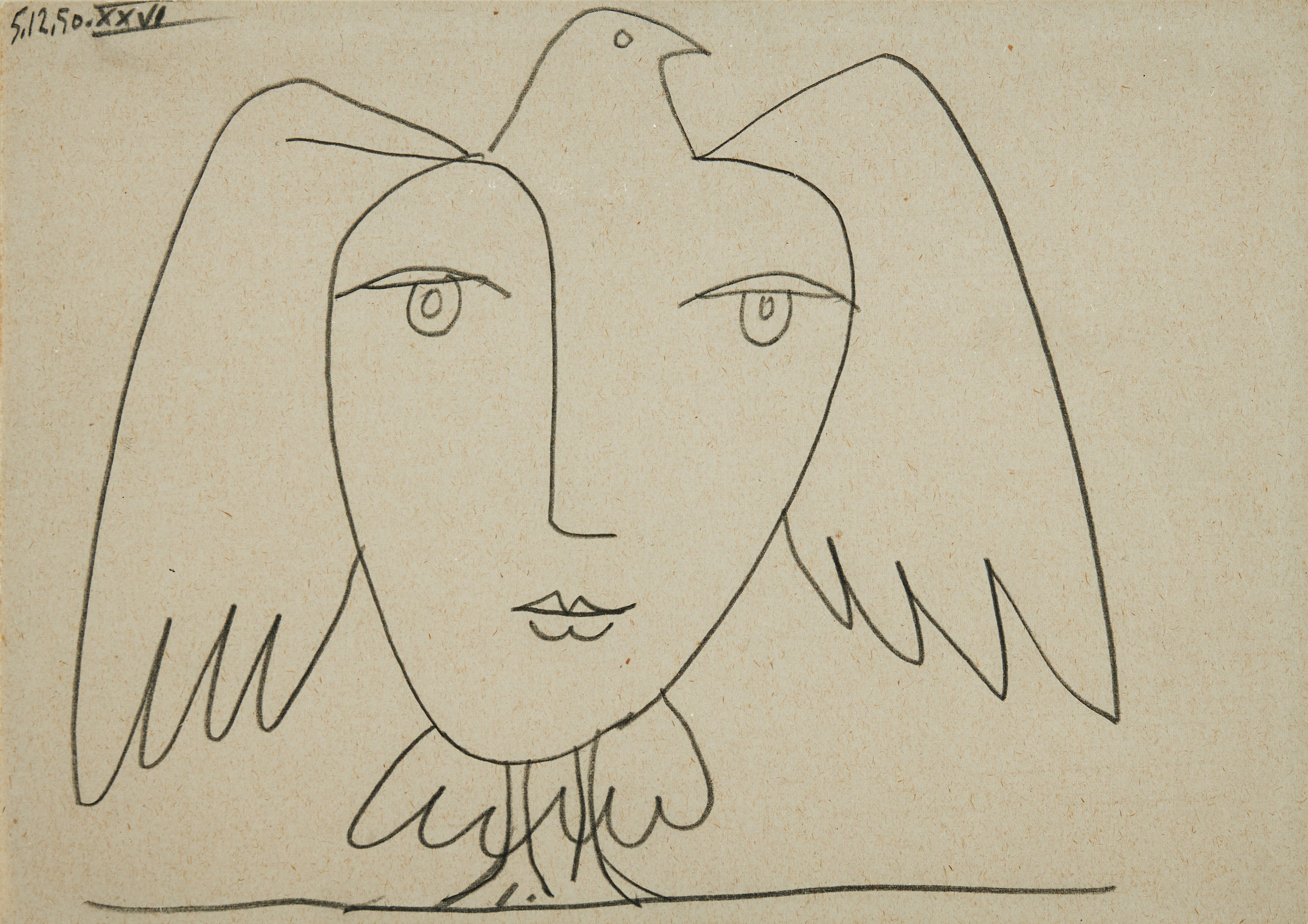 PABLO PICASSO. ”Colombe aux Ailes ouvertes et Visage” from ”Le Visage