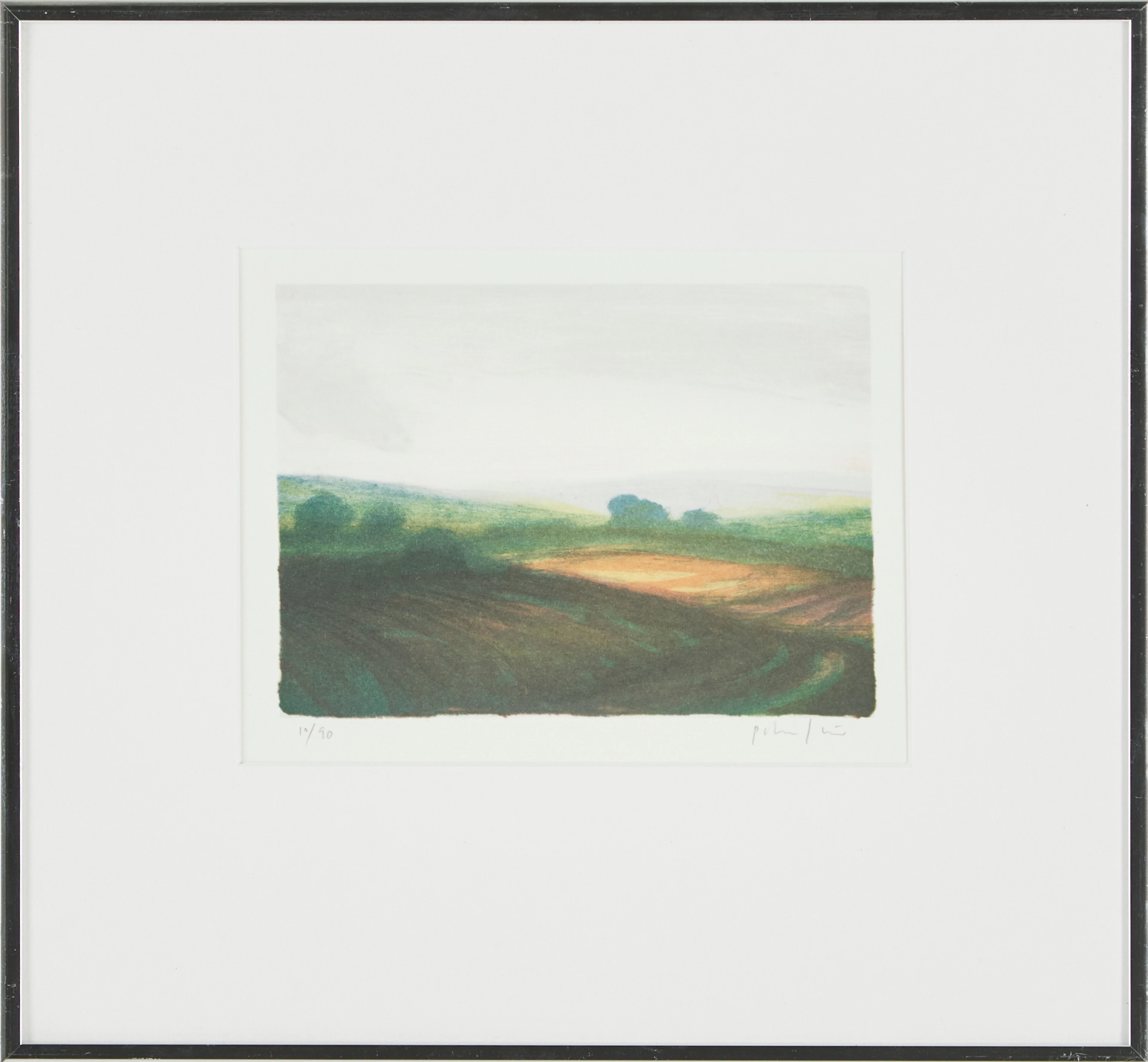 PETER FRIE. Landskap, signerad, numrerad 10/90, färglitografi.