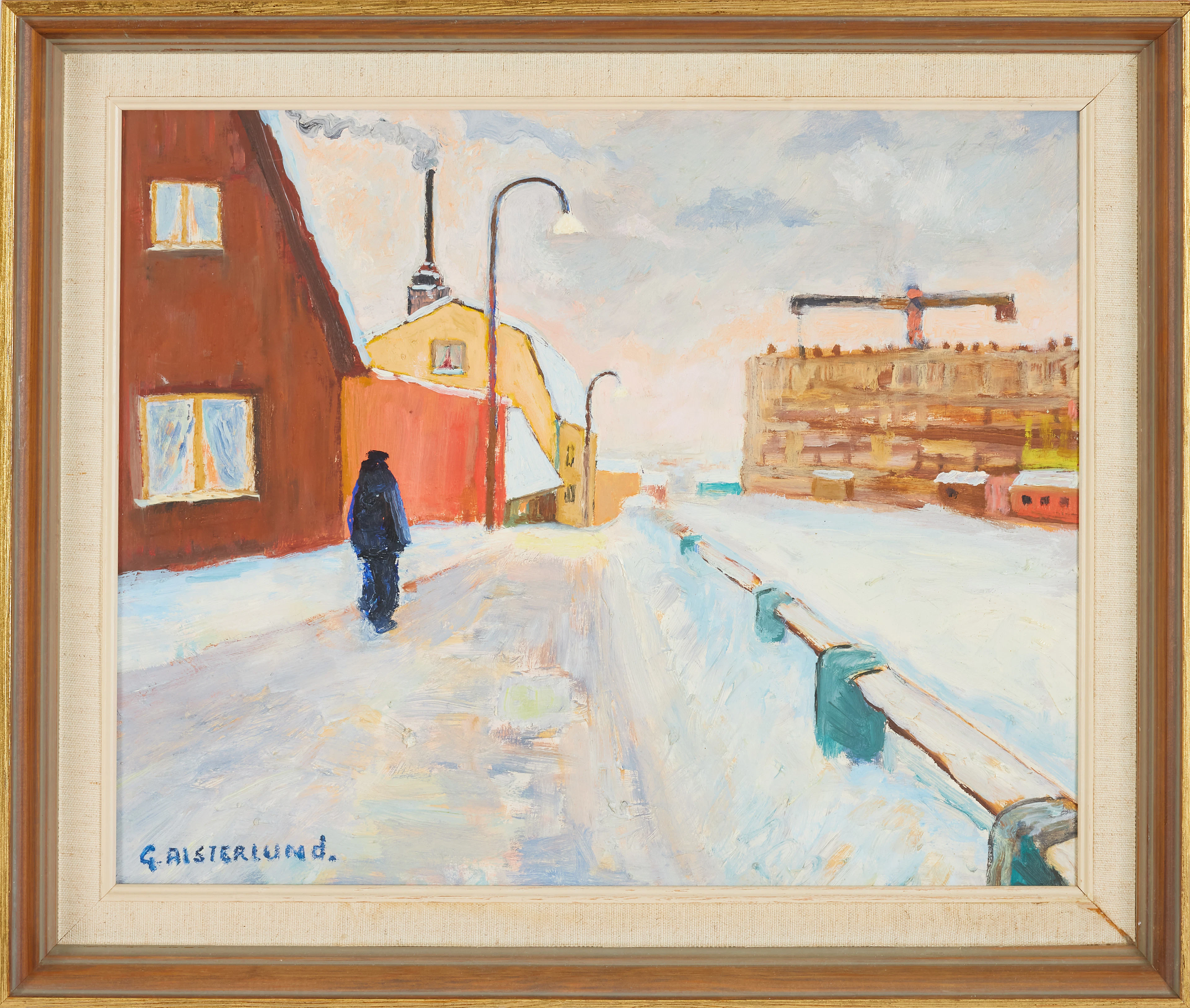 GEORG ALSTERLUND. Stockholmsmotiv, olja på pannå, signerad G. Alsterlund.