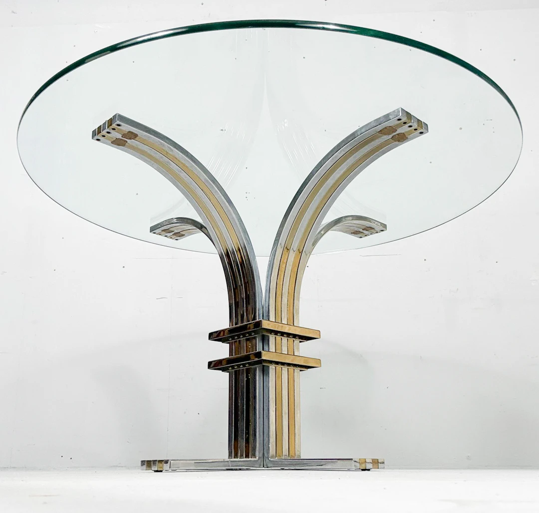 BANCI FIRENZE. Mid Century Skulpturaler Esstisch/Glas Esstisch, Italien