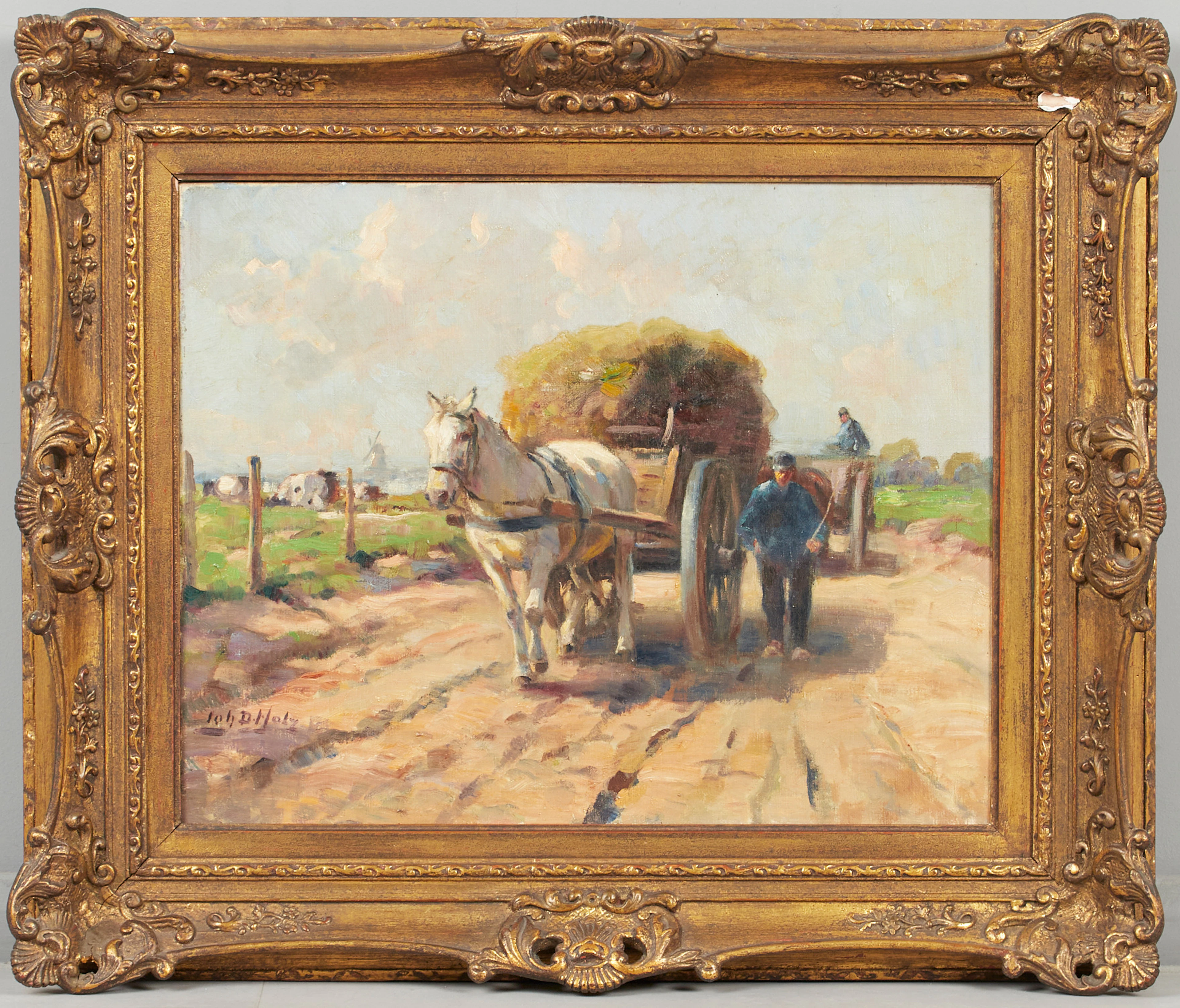 JOHANN DANÏEL HOLZ (1867-1945). Heuernte, Ölgemälde.