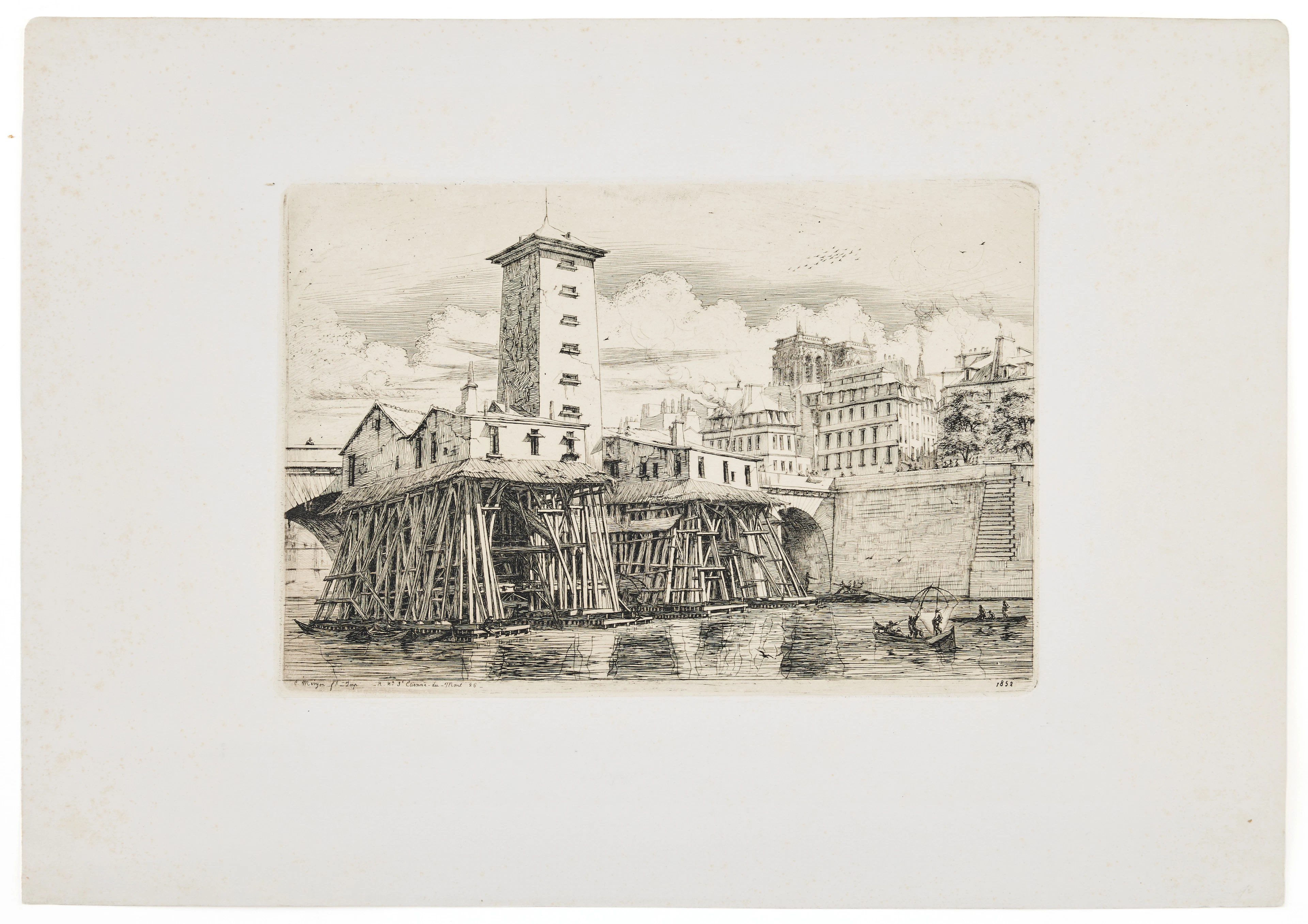 CHARLES MERYON. "Le Pompe Notre-Dame.".