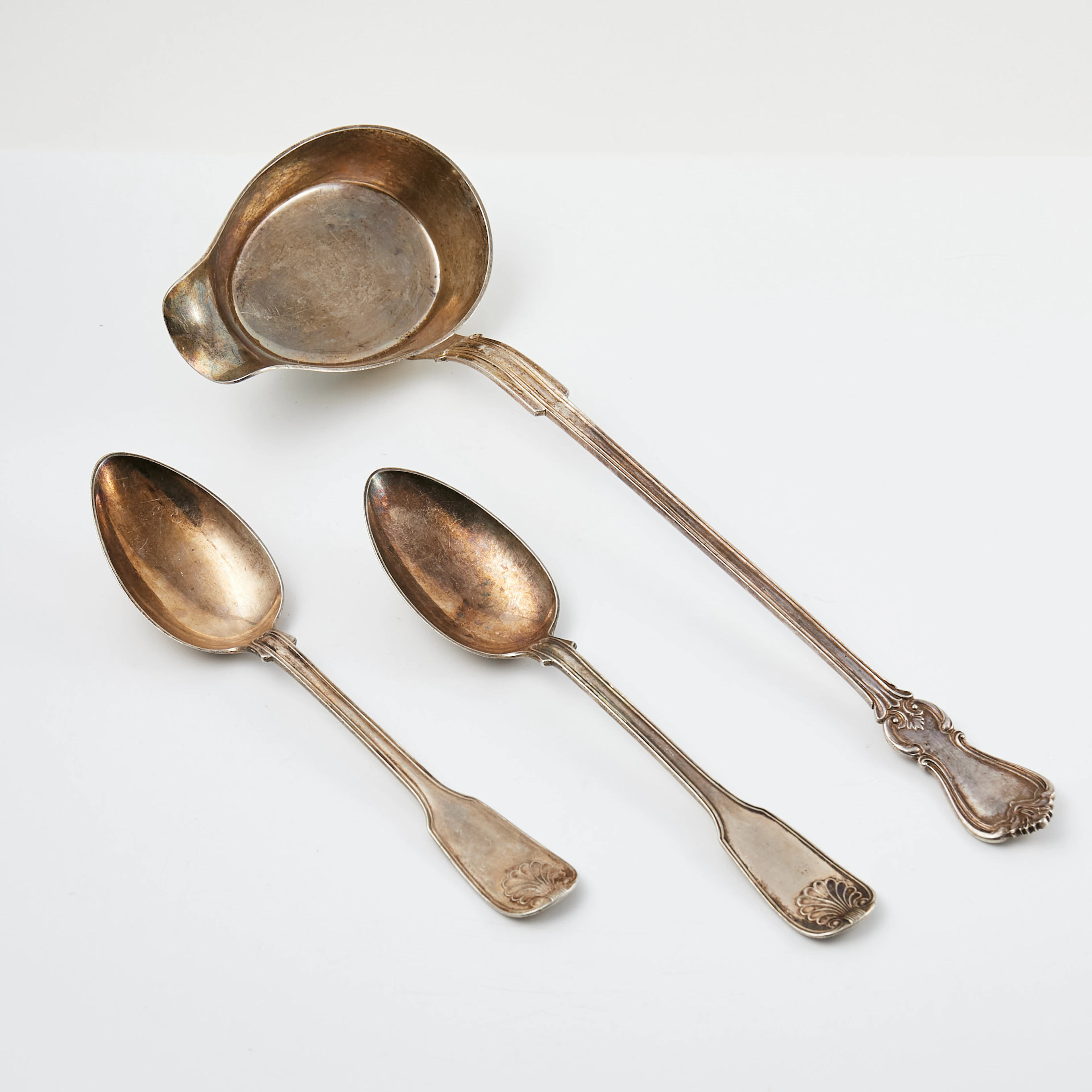 SOPPSLEV samt SKEDAR. 3 dlr, silver, Firma Gustaf Möllenborg, Stockholm