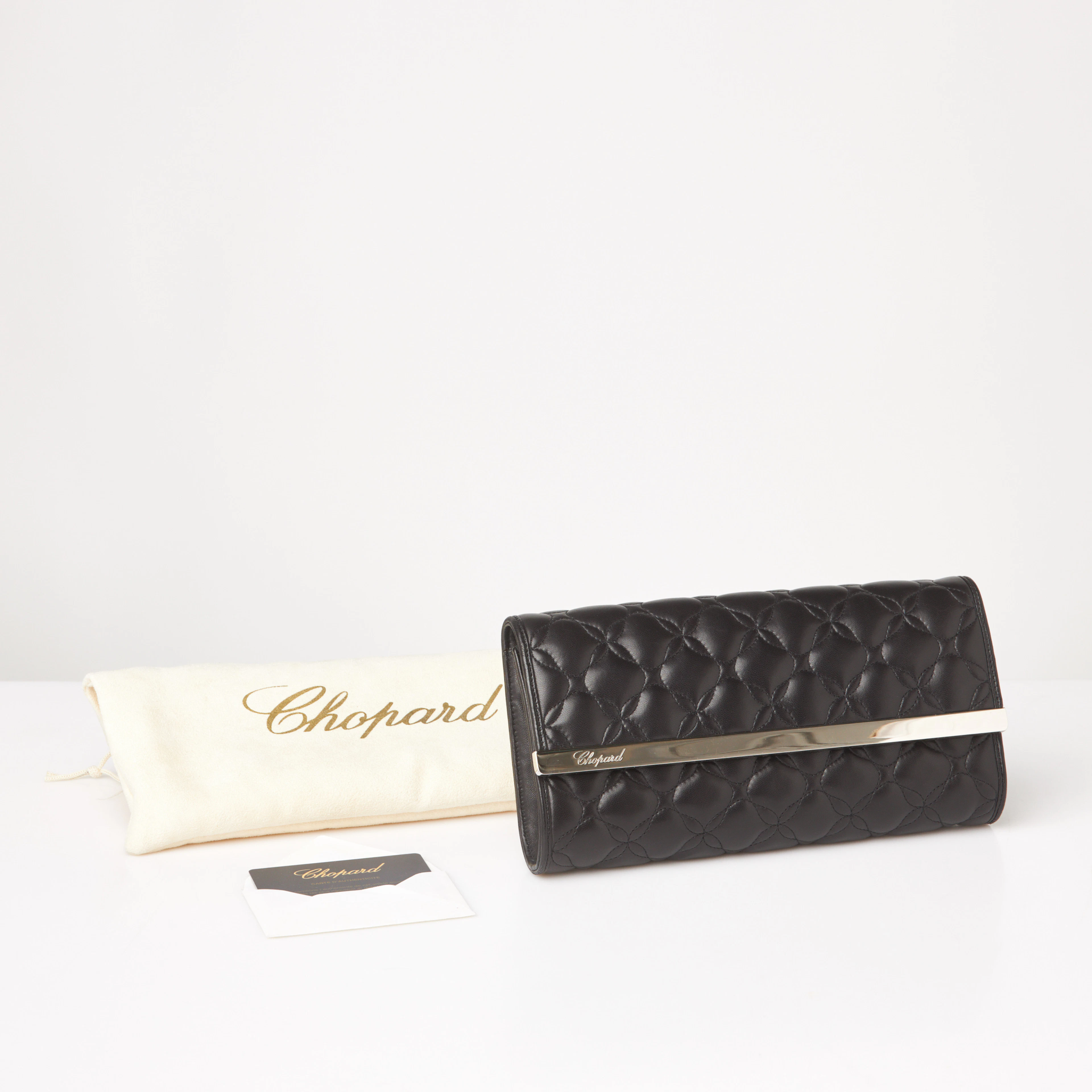 CHOPARD, Clutch-väska, läder, kromade detaljer, invändigt märkt, Italien.