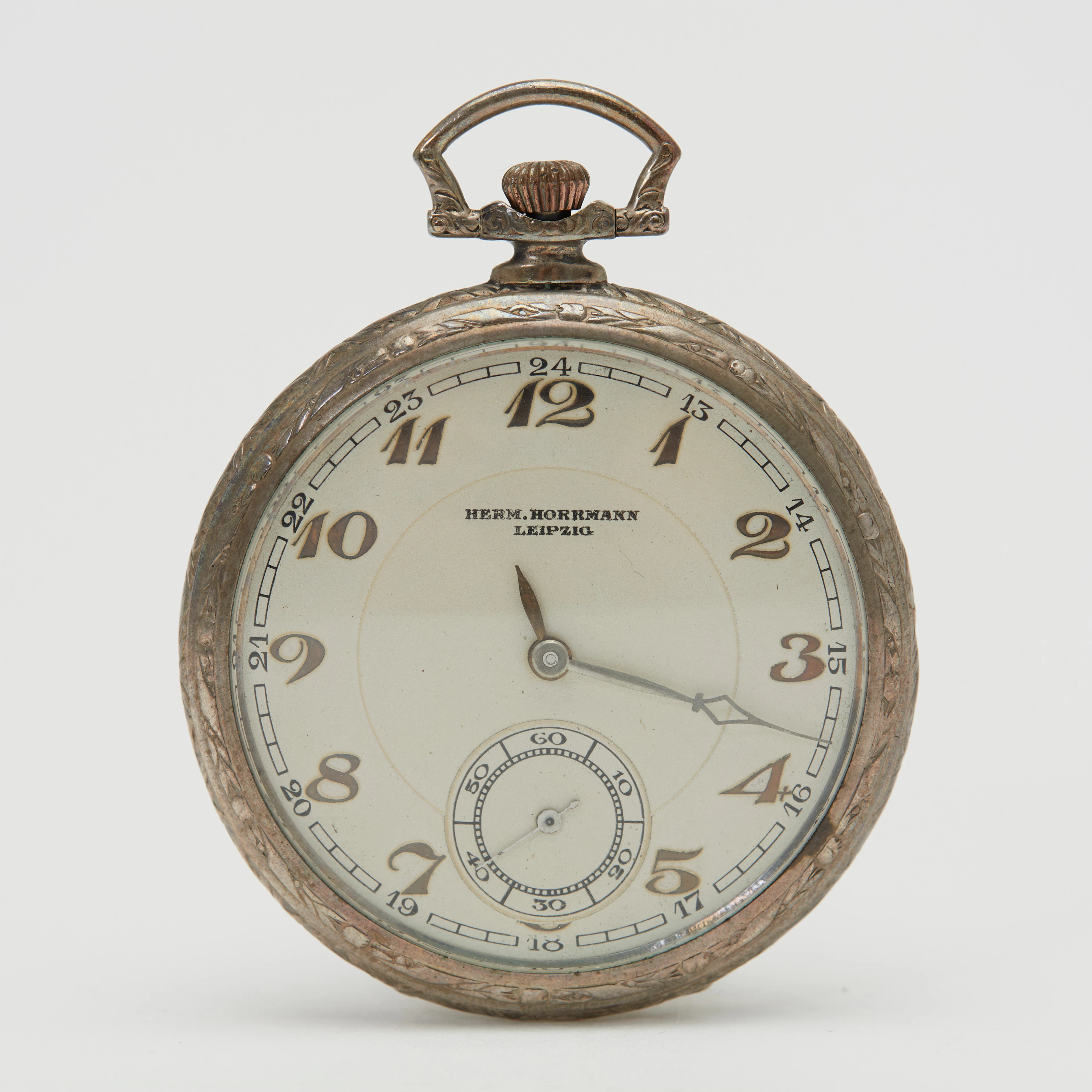 HERMANN HORRMANN, LEIPZIG. Lépine-Taschenuhr, 900er Silber, um 1910