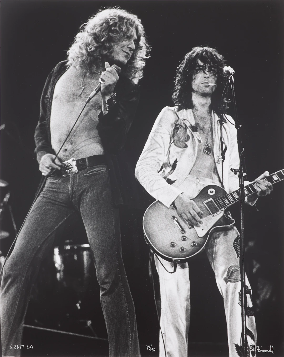 ED FINNELL. Robert Plant & Jimmy Page, Led Zeppelin, "Presence Tour"