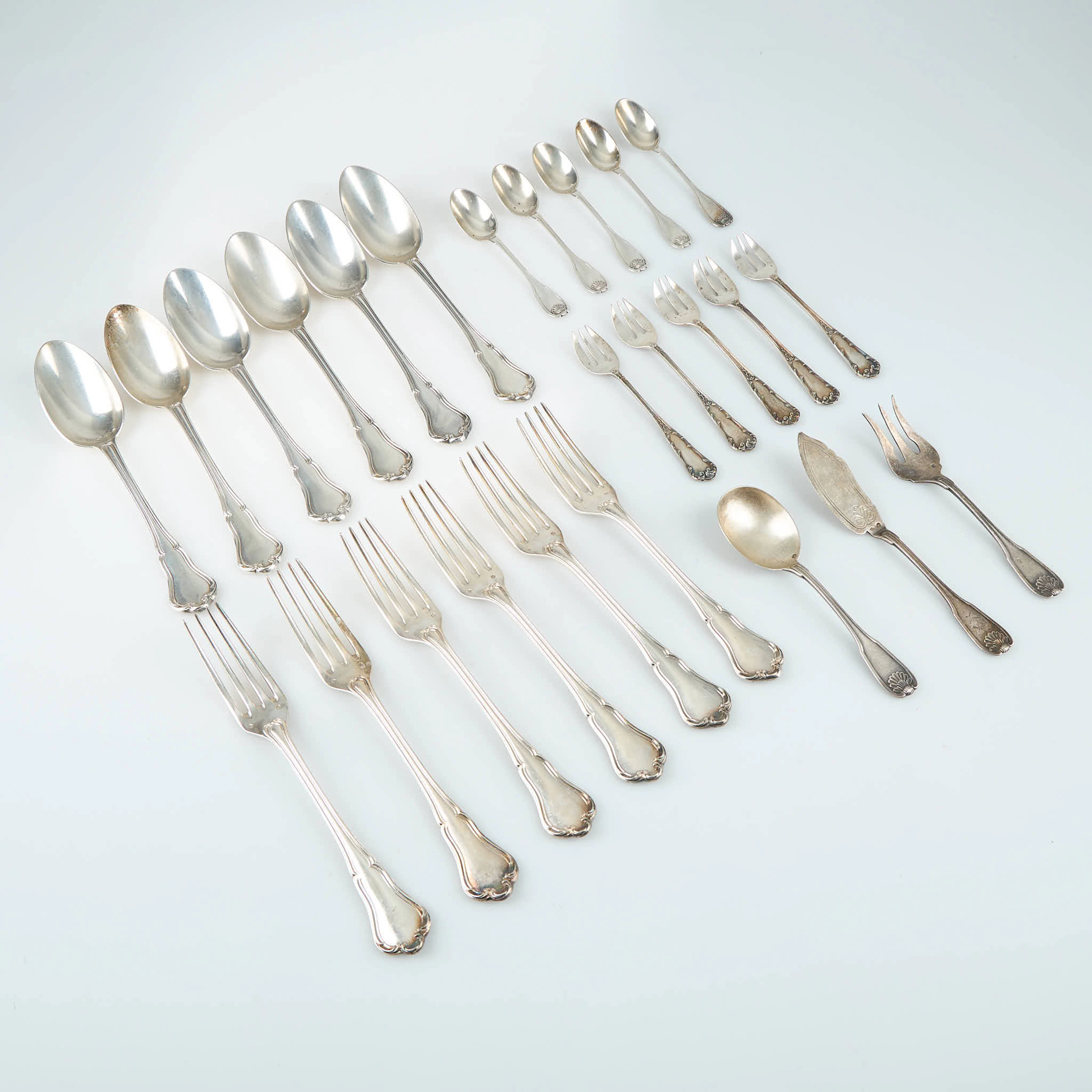 BESTICKDELAR, 25 delar, 950 silver, Frankrike, sekelskiftet 1800/1900.