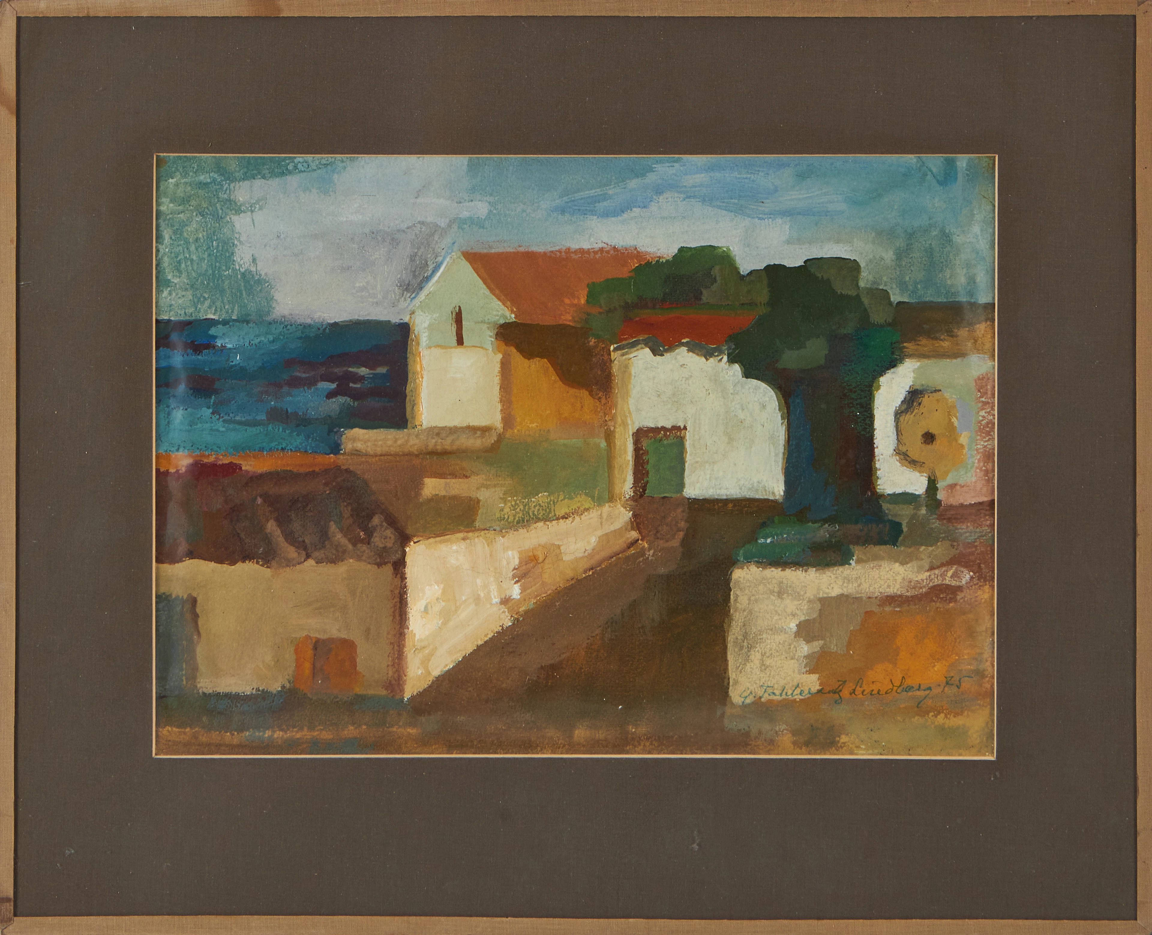 GRETA FAHLCRANTZ LINDBERG (1889 - 1978). "Spanskt landskap/"Cala San Vicente".