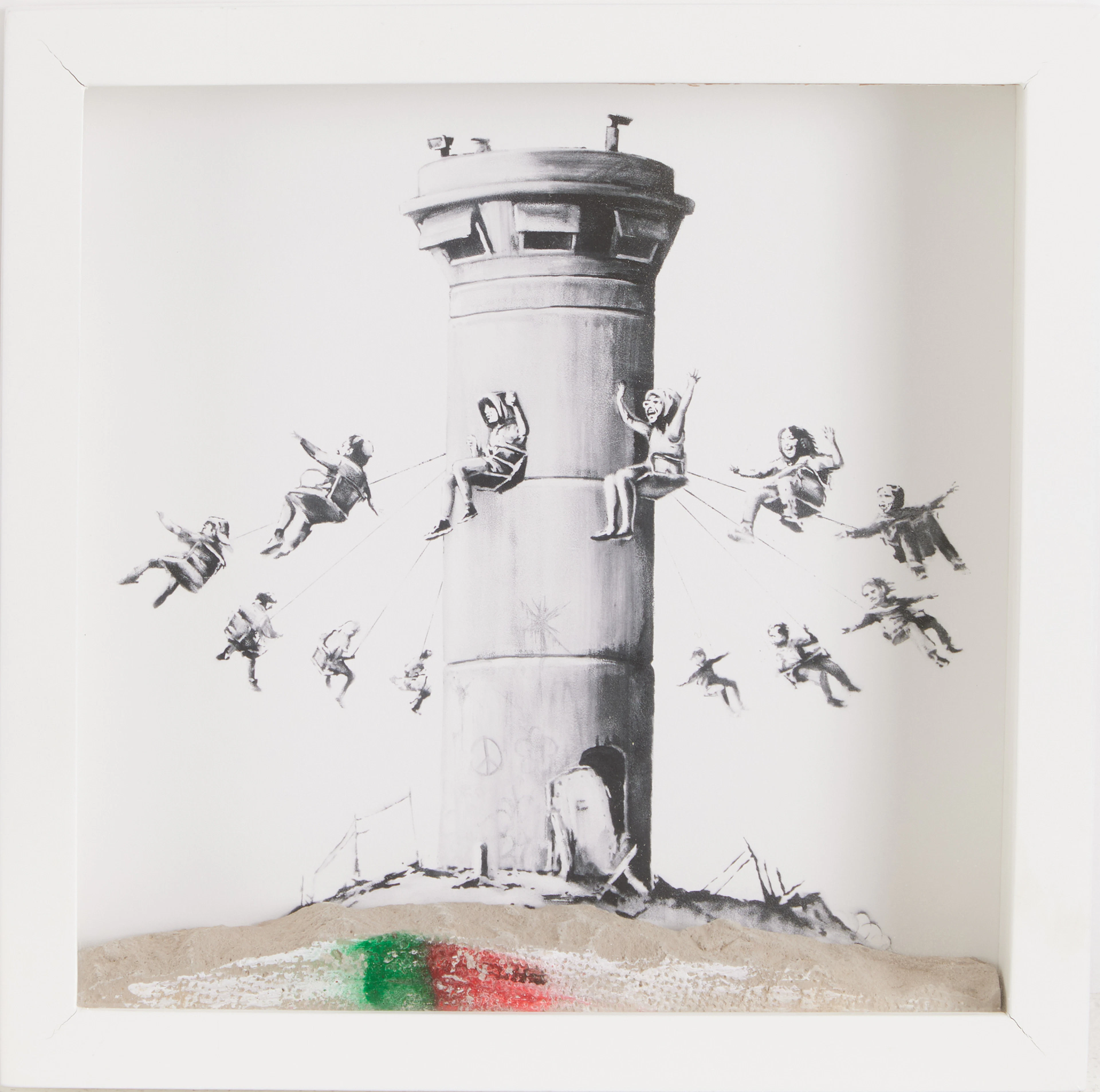 BANKSY. "The Walled Off Hotel Box Set", digital print, bemålad betong.