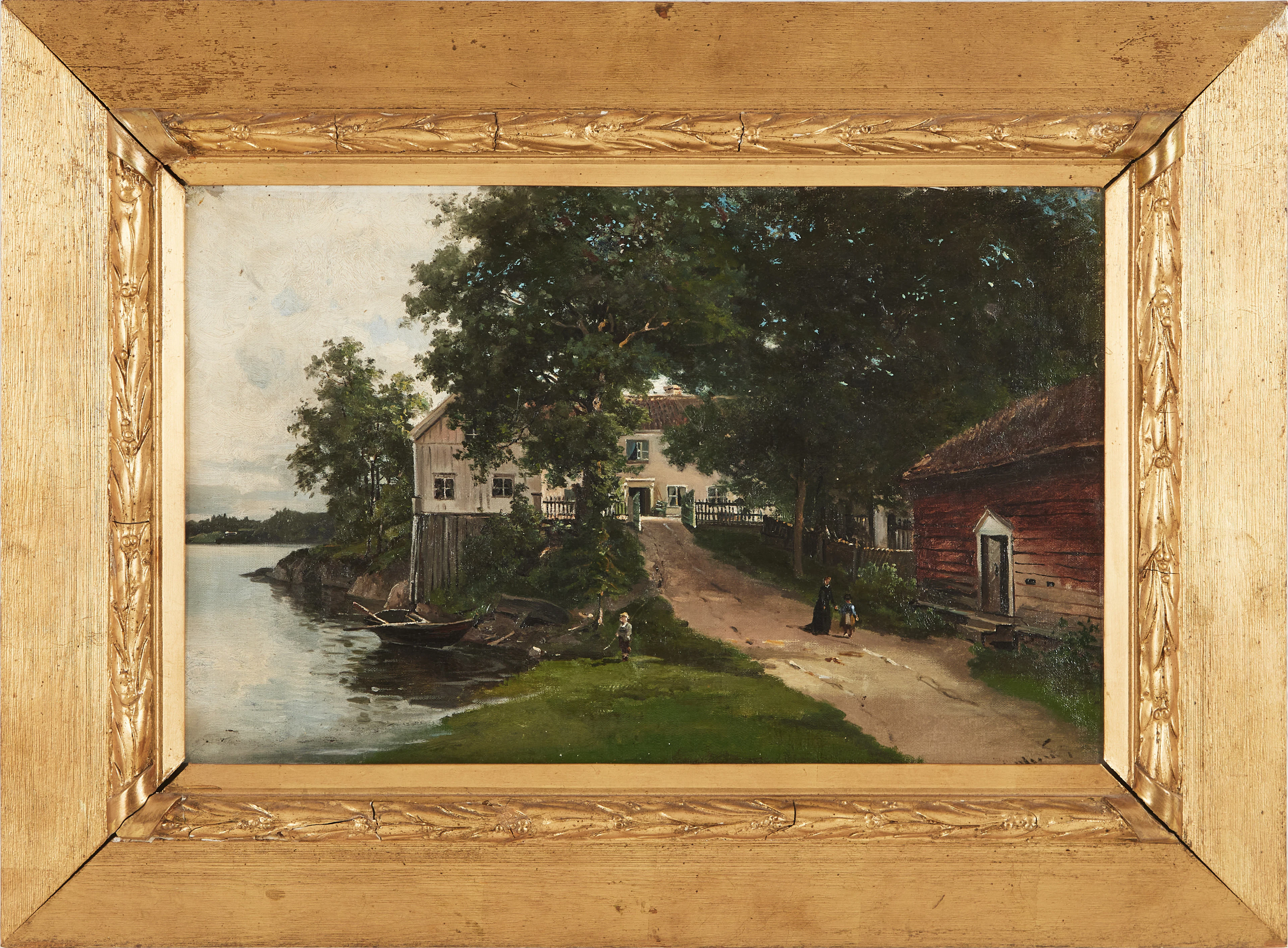 OLOF HERMELIN. Tillskriven, villa vid vatten, otydligt signerad och