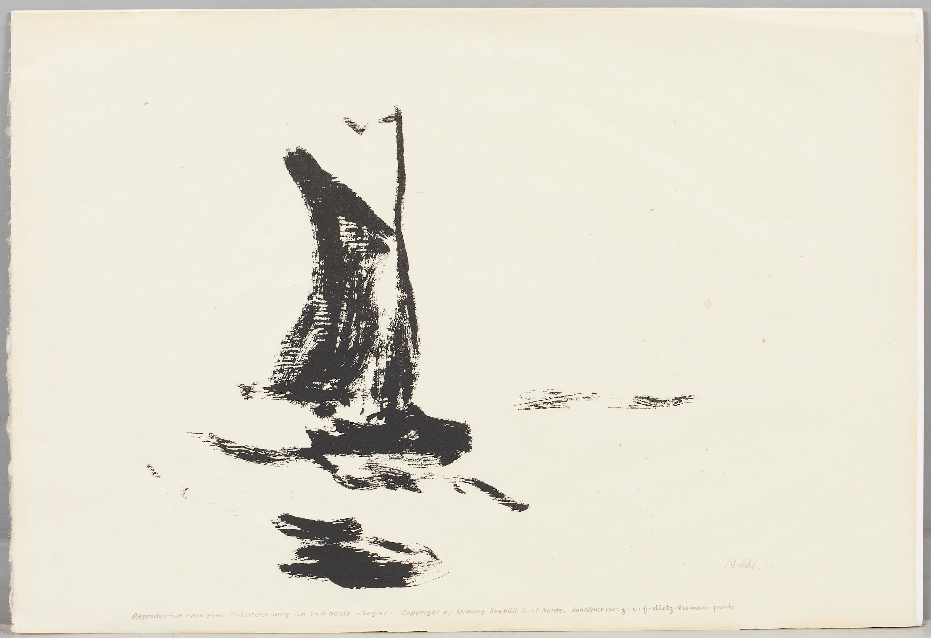 EMIL NOLDE (1867-1956). NACH. 'Segler', Lithographie, 1910.