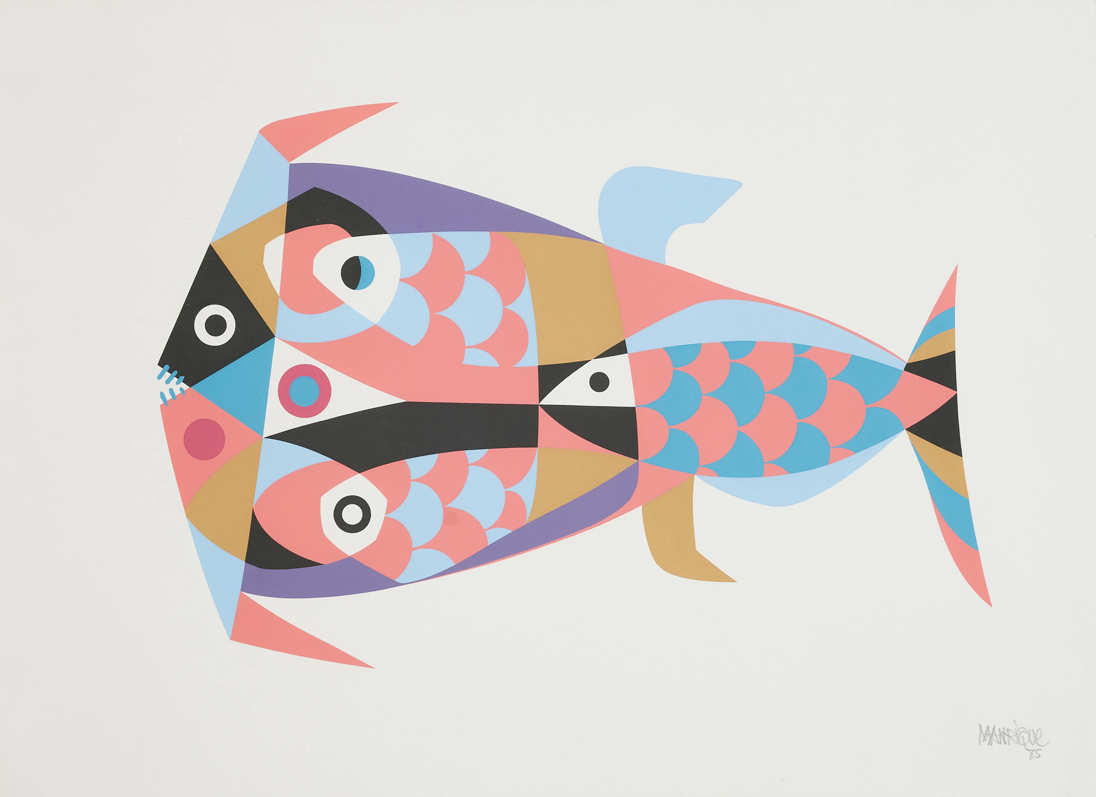 CÉSAR MANRIQUE (1919-1992). abstrakt komposition, färgserigrafi, signerad.