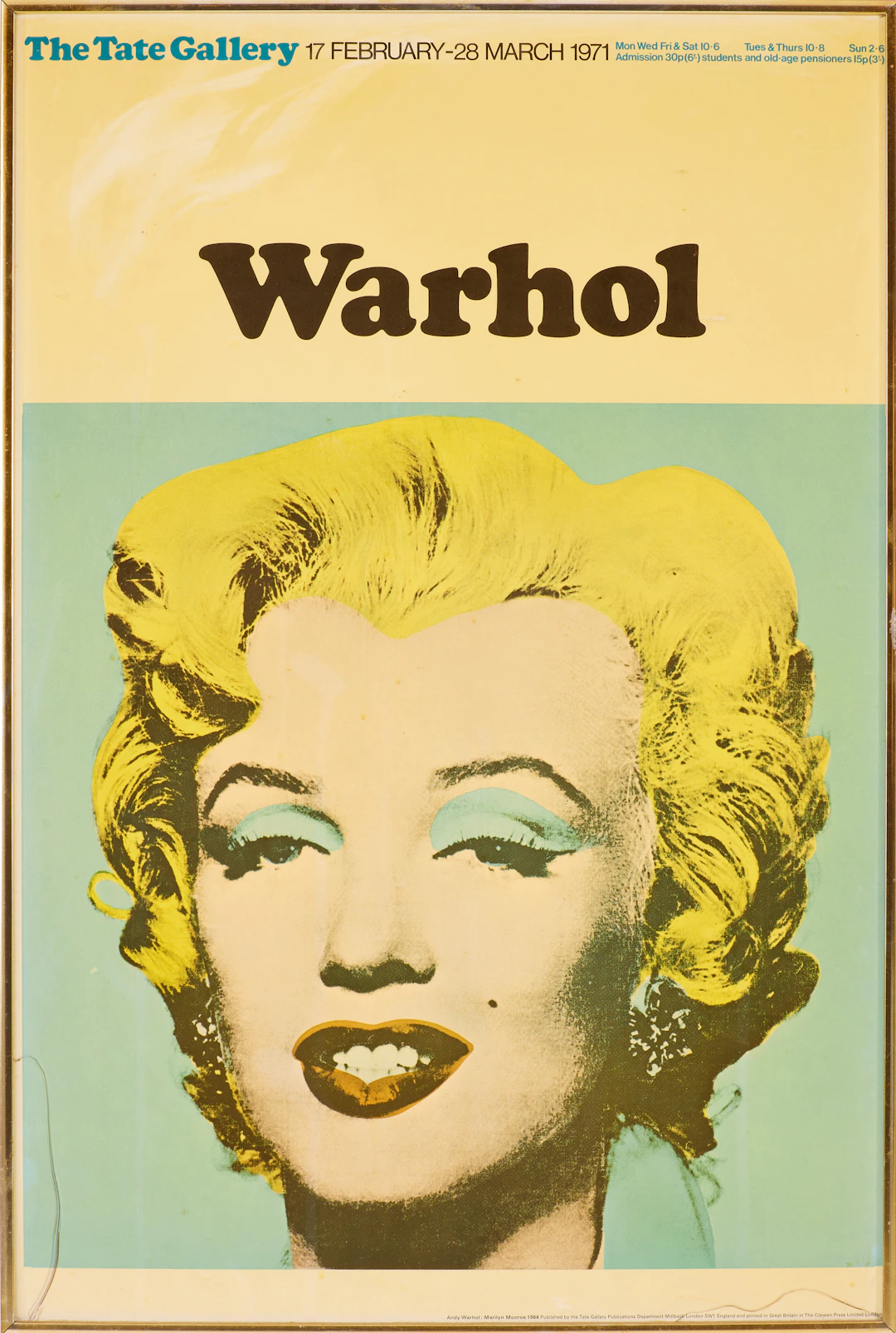 ANDY WARHOL. EFTER. AFFISCH "The Tate Gallery 1971", Warhol.