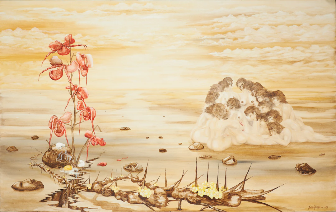 JÖRGEN GÖRANSSON. Surrealistisk komposition, olja på duk, signerad