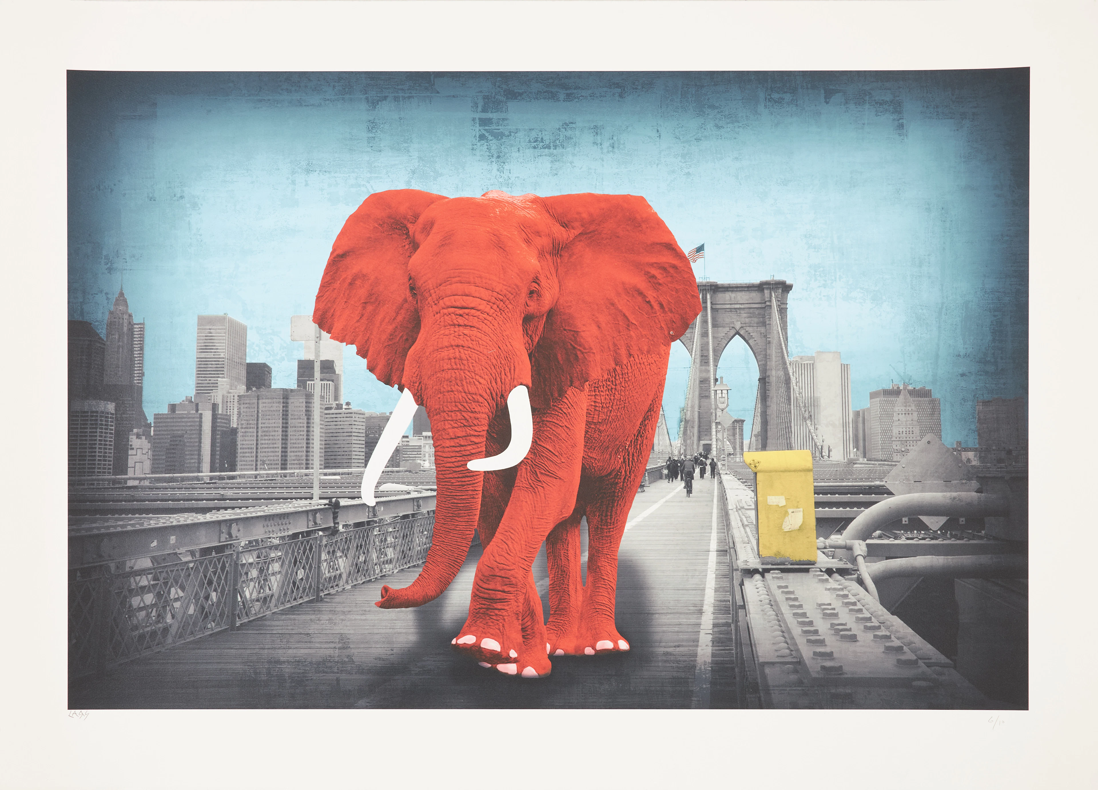LARS TUNEBO. "Tripping on Brooklyn Bridge", plantryck, signerad och