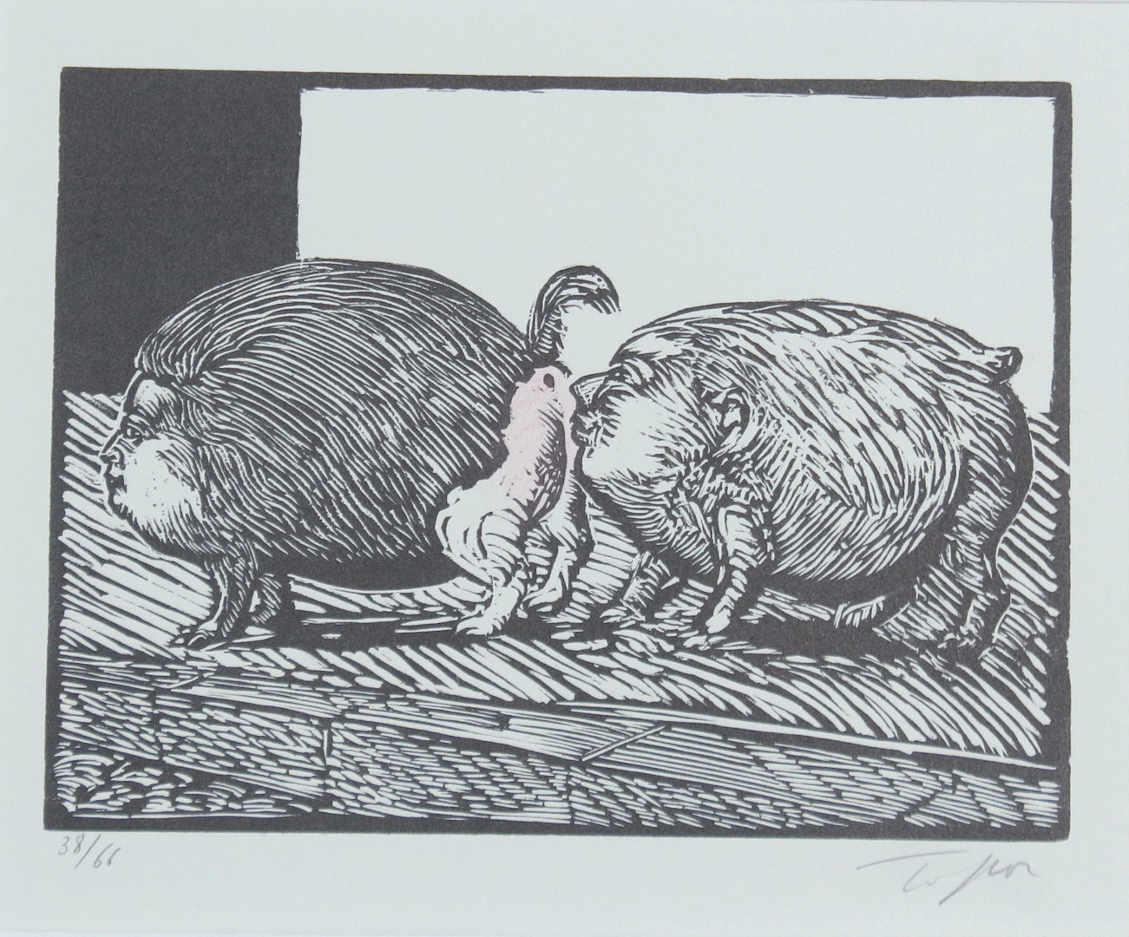 ROLAND TOPOR (1938-1997). Linolschnitt, '' Romeo und Julia '', signiert