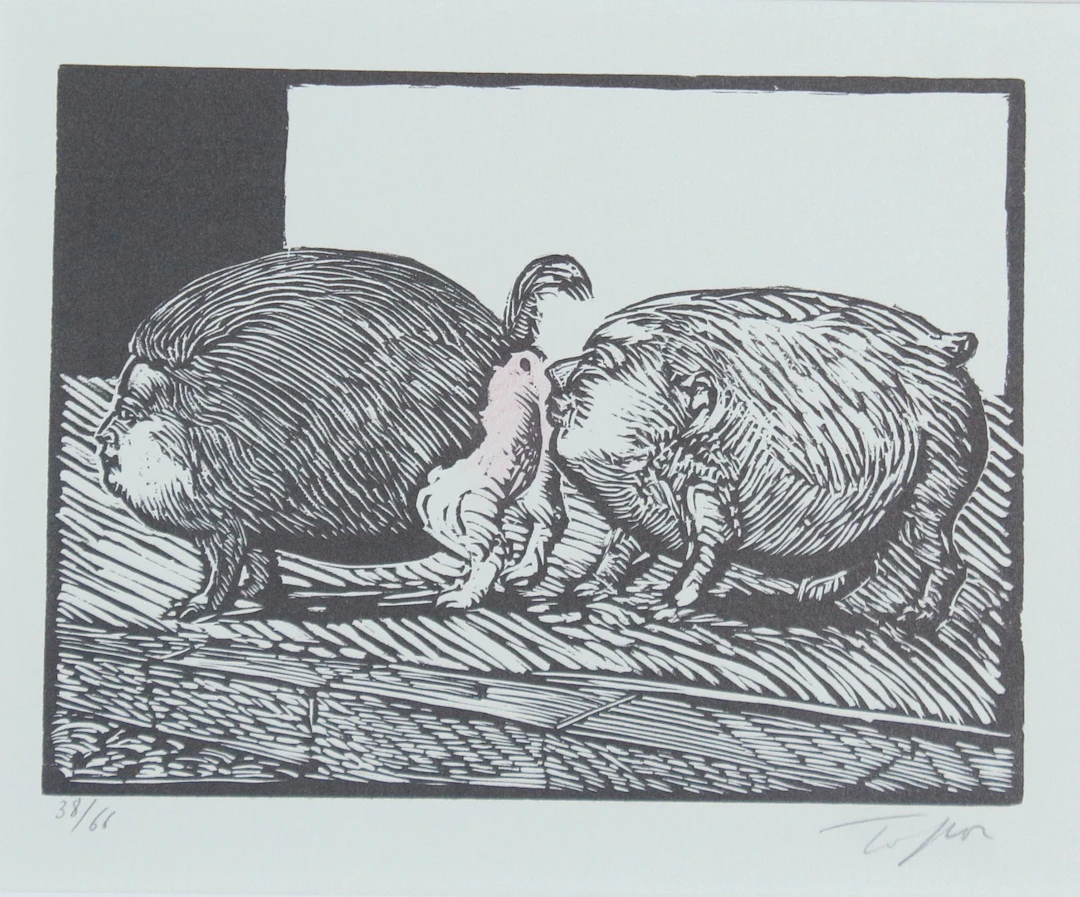 ROLAND TOPOR (1938-1997). Linolschnitt, '' Romeo und Julia '', signiert