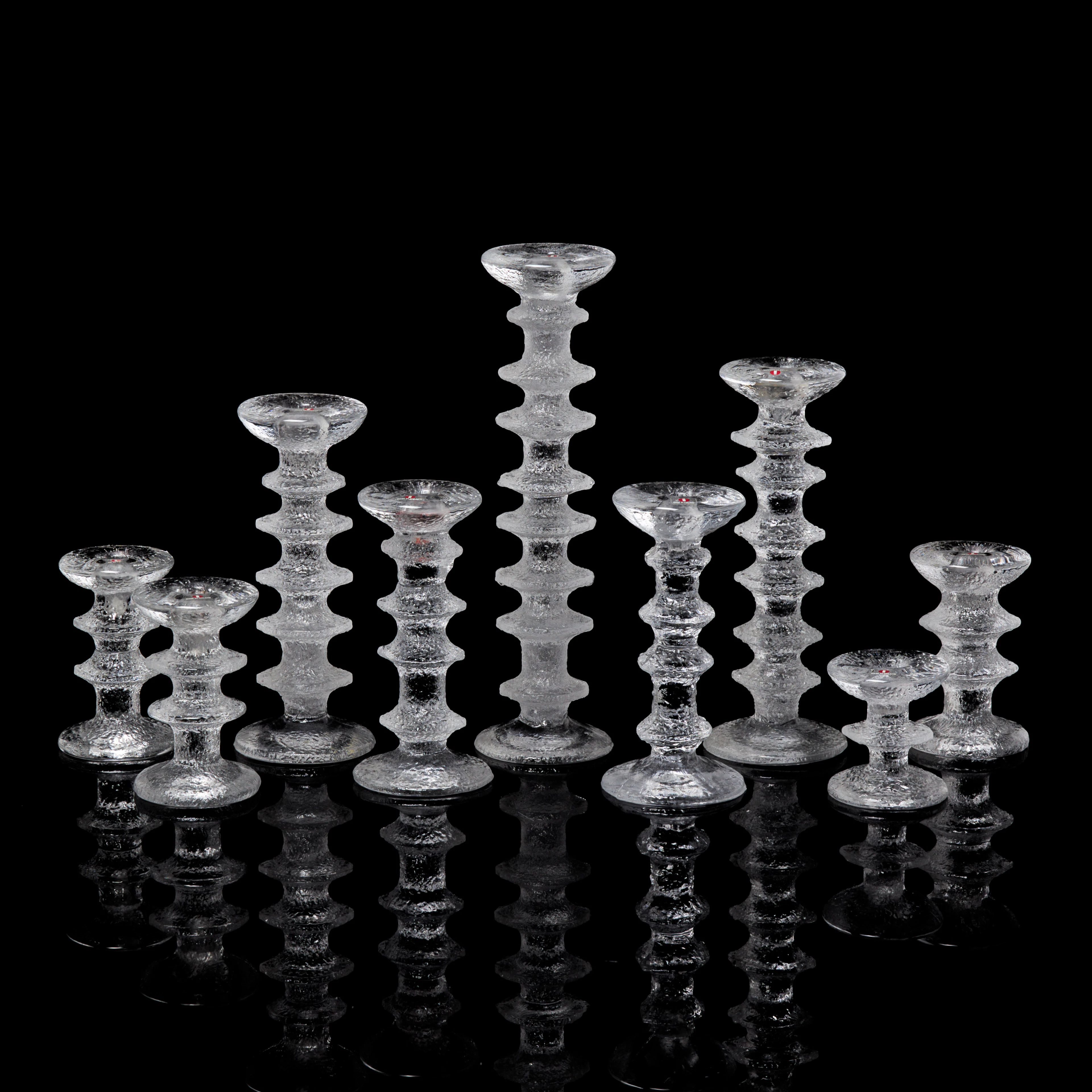 TIMO SARPANEVA. Ljusstakar, 9 st, "Festivo", ljusstakar, Iittala, signerade.