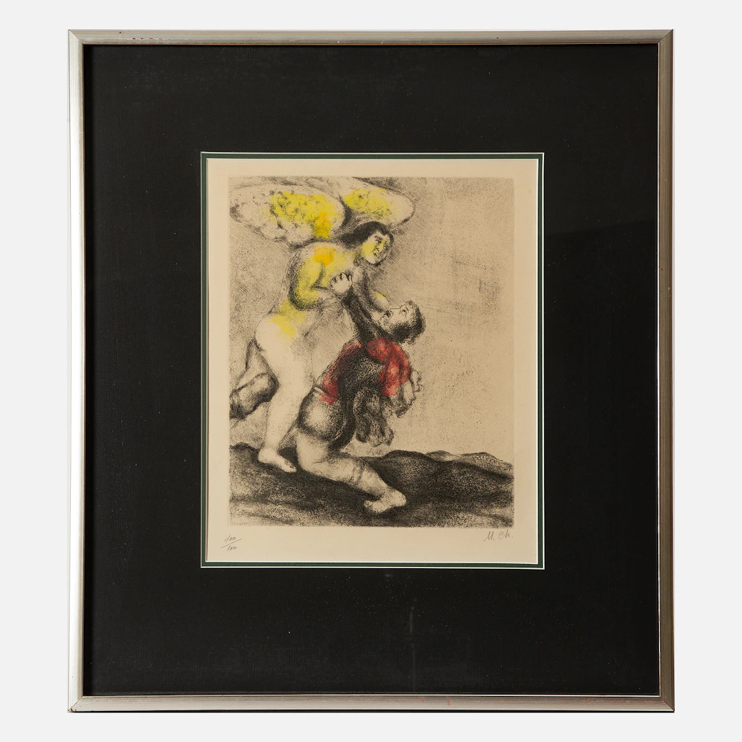 MARC CHAGALL. "Élie Touché par un Ange" ur sviten "La Bible".