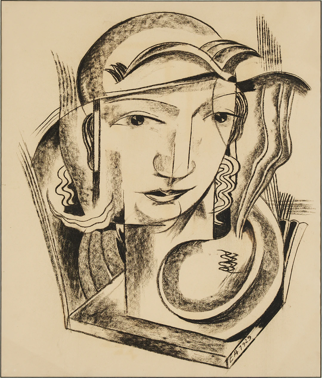 EDVARD ANDERSSON. "Hermes", kol på papper, monogramsignerad och daterad 1929.