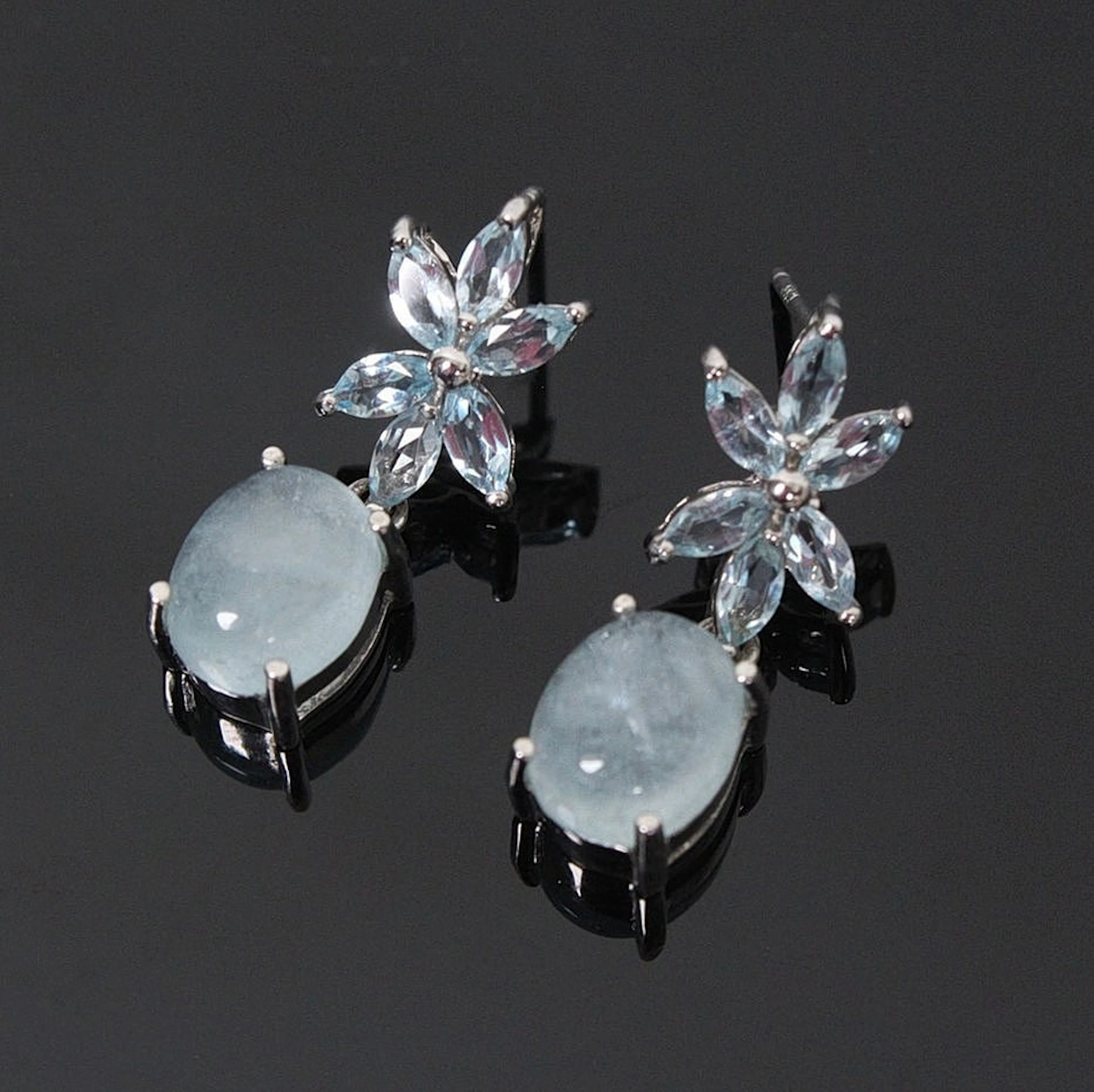 Ohrhänger mit Aquamarin und Topas 925er Silber.