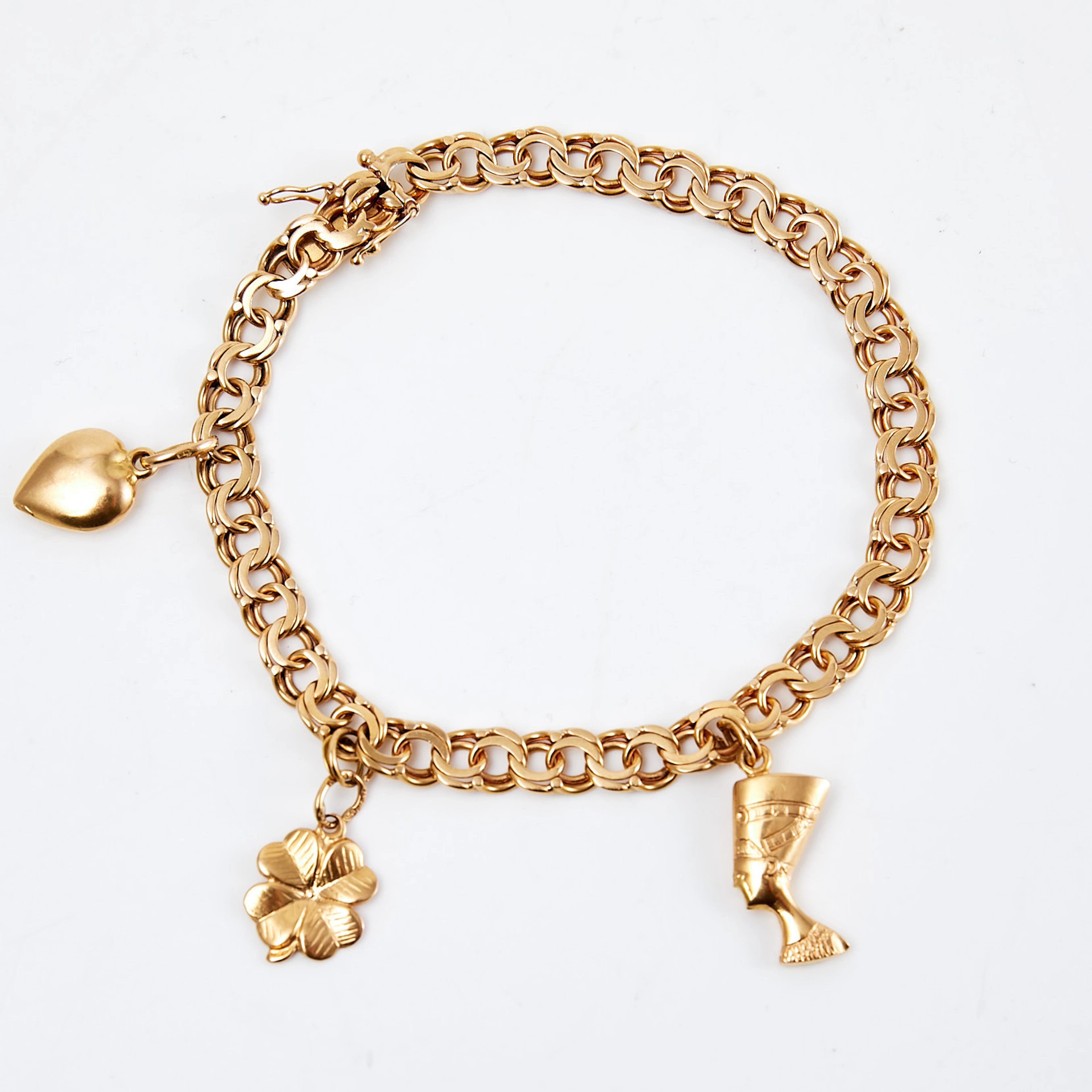 ARMBAND, 18 k guld, s.k. berlocksarmband, bismarcklänk, med dekor