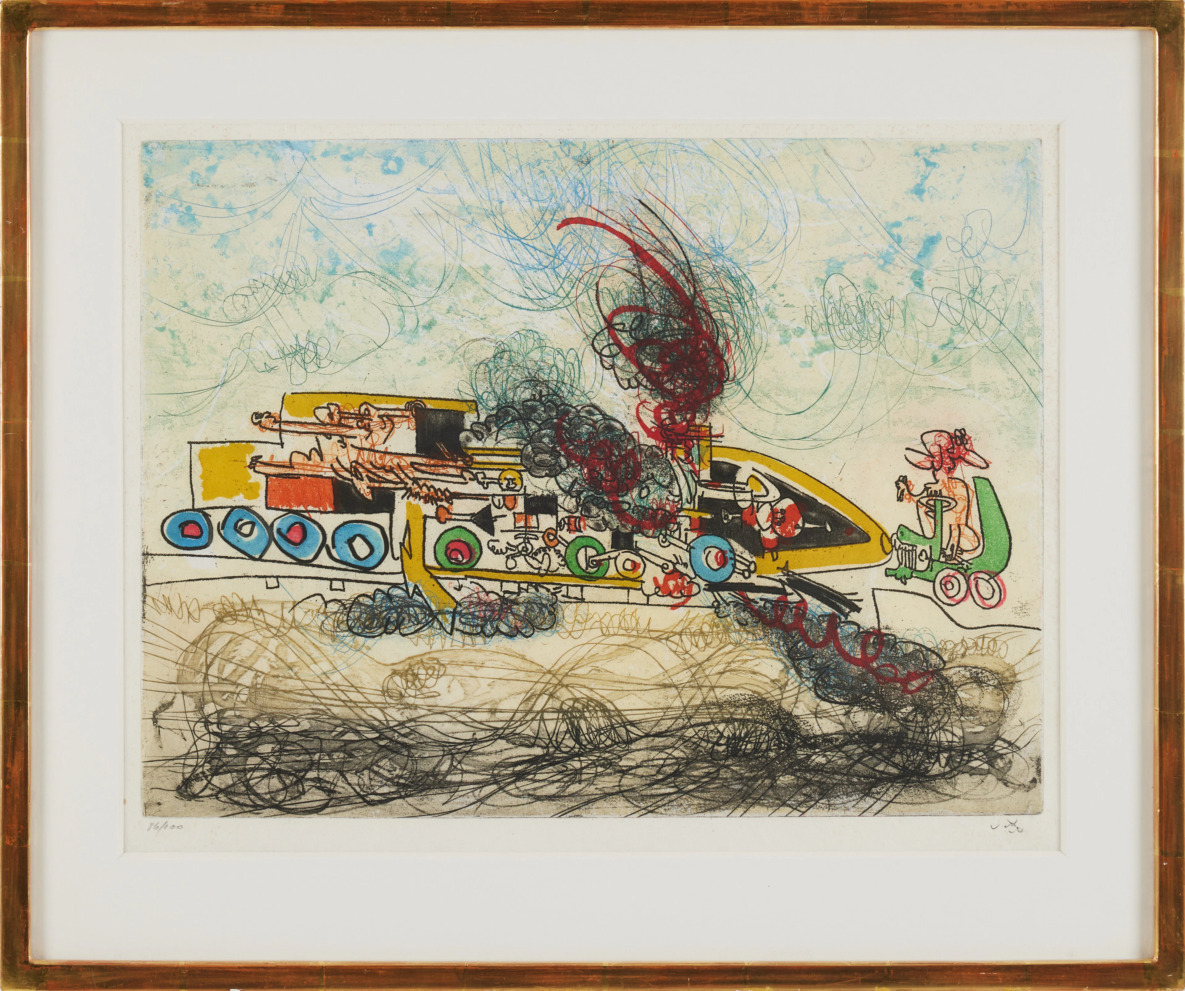 ROBERTO MATTA. "Les Oh! Tomobiles", färgetsning, 1972.