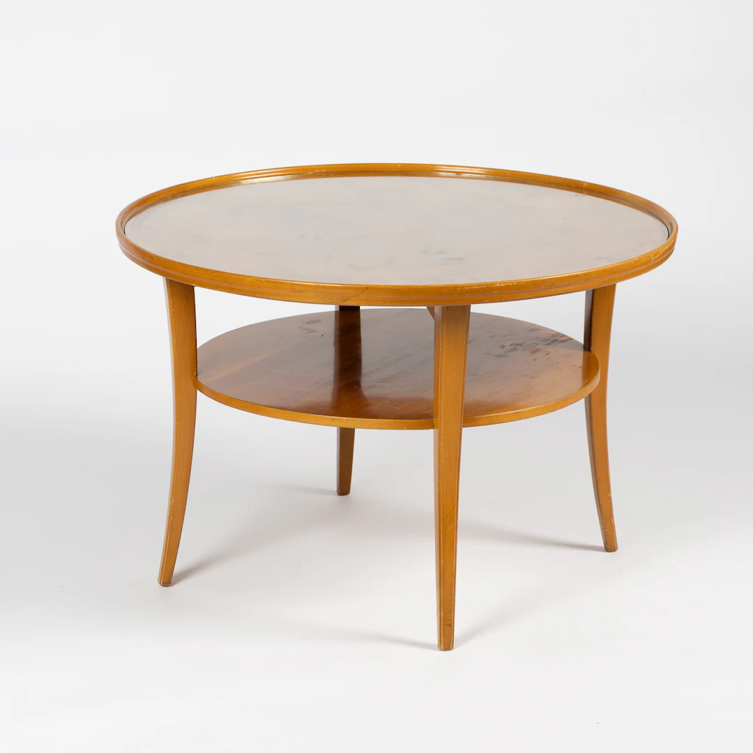 BORD, Swedish modern, lövträ med glasskiva, 1940-tal.