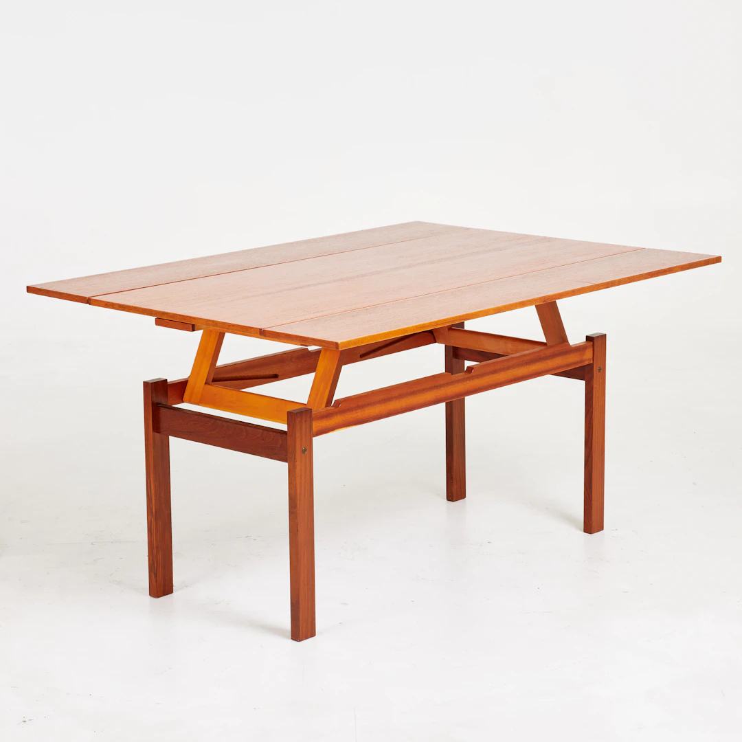 SOFFBORD/MATBORD, höj- och sänkbart, teak, 1900-talets senare hälft.