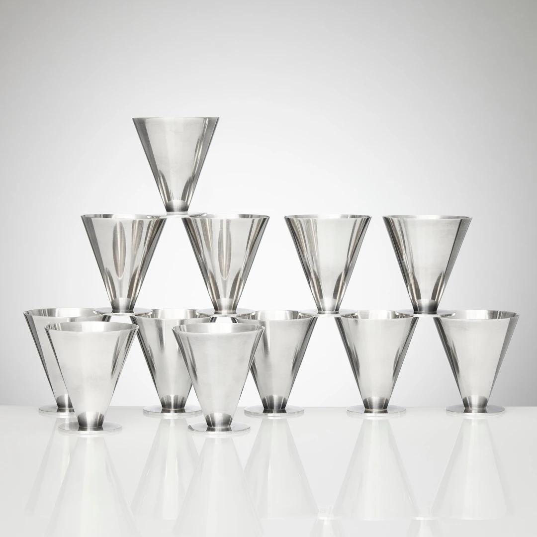 WIWEN NILSSON. Bägare på fot, 12 stycken, sterlingsilver, Lund 1935-1974.
