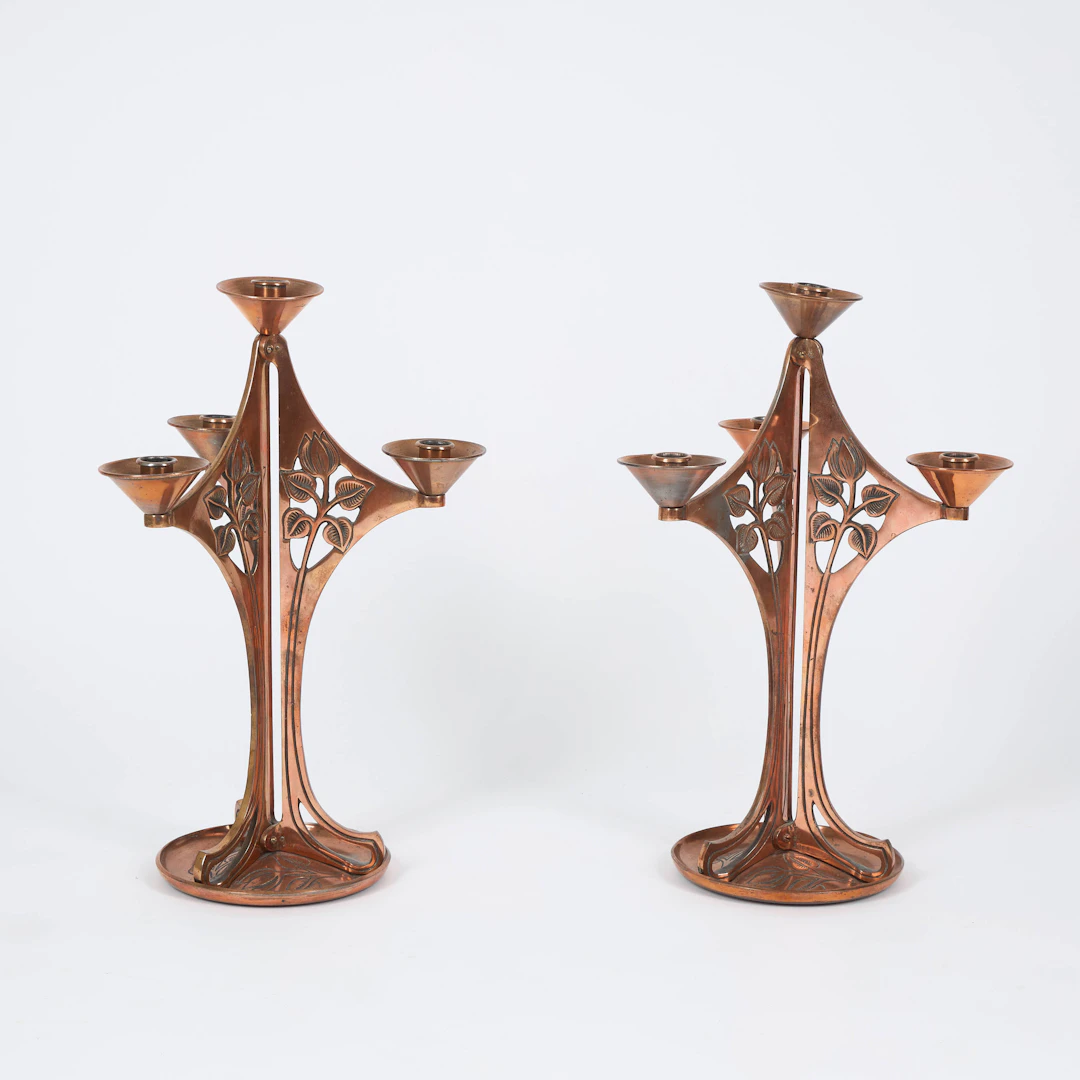 KANDELABRAR, ett par, Jugendstil, 1900-talets mitt.