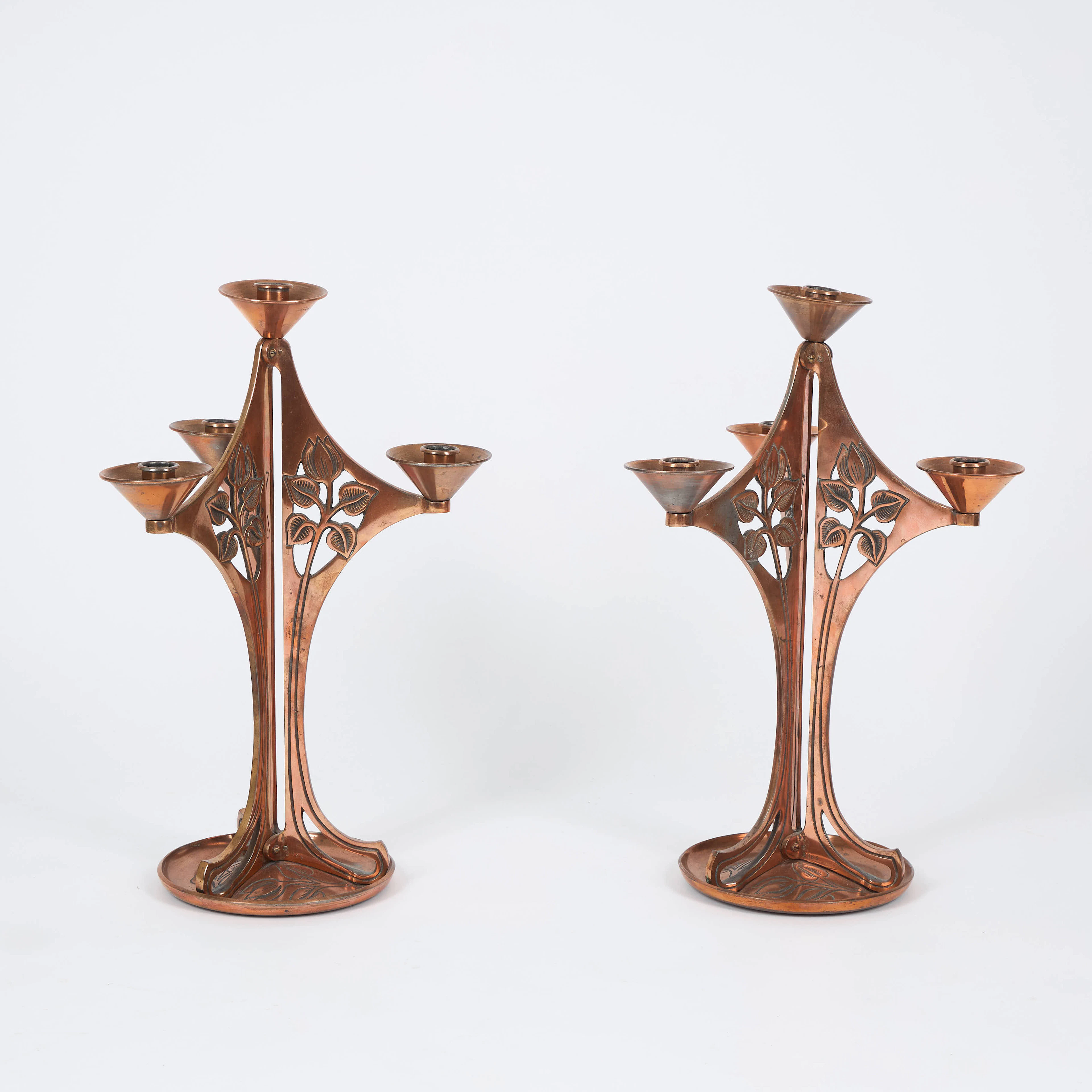 KANDELABRAR, ett par, Jugendstil, 1900-talets mitt.