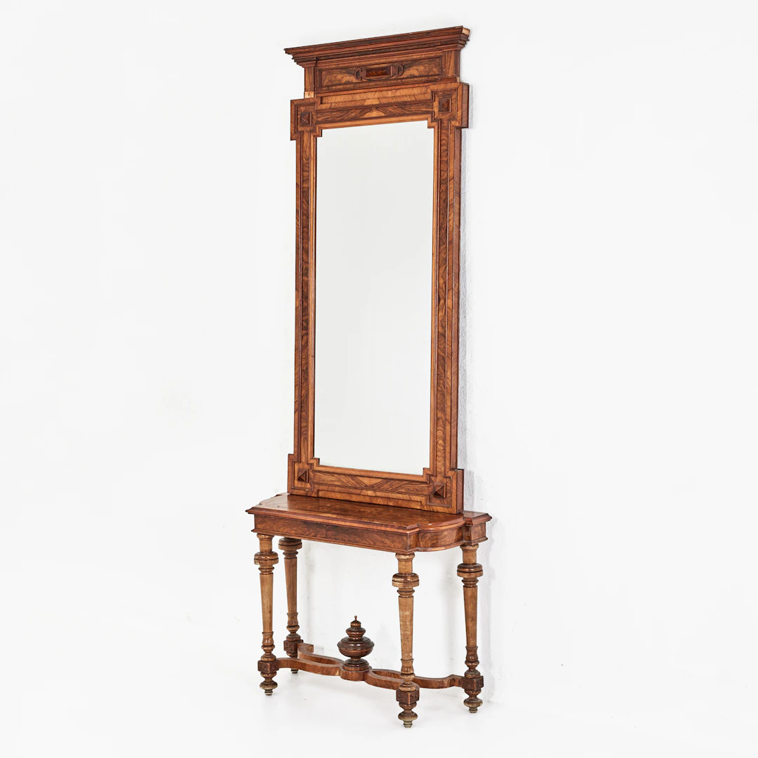 SPEGEL med konsolbord, 1800-talets slut, nyrenässans, delvis fanerat