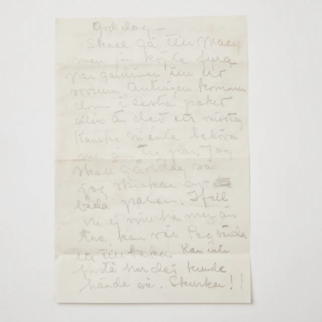 GRETA GARBO, HANDWRITTEN LETTER IN SWEDISH, PROBABLY TO HER BROTHER SVEN.