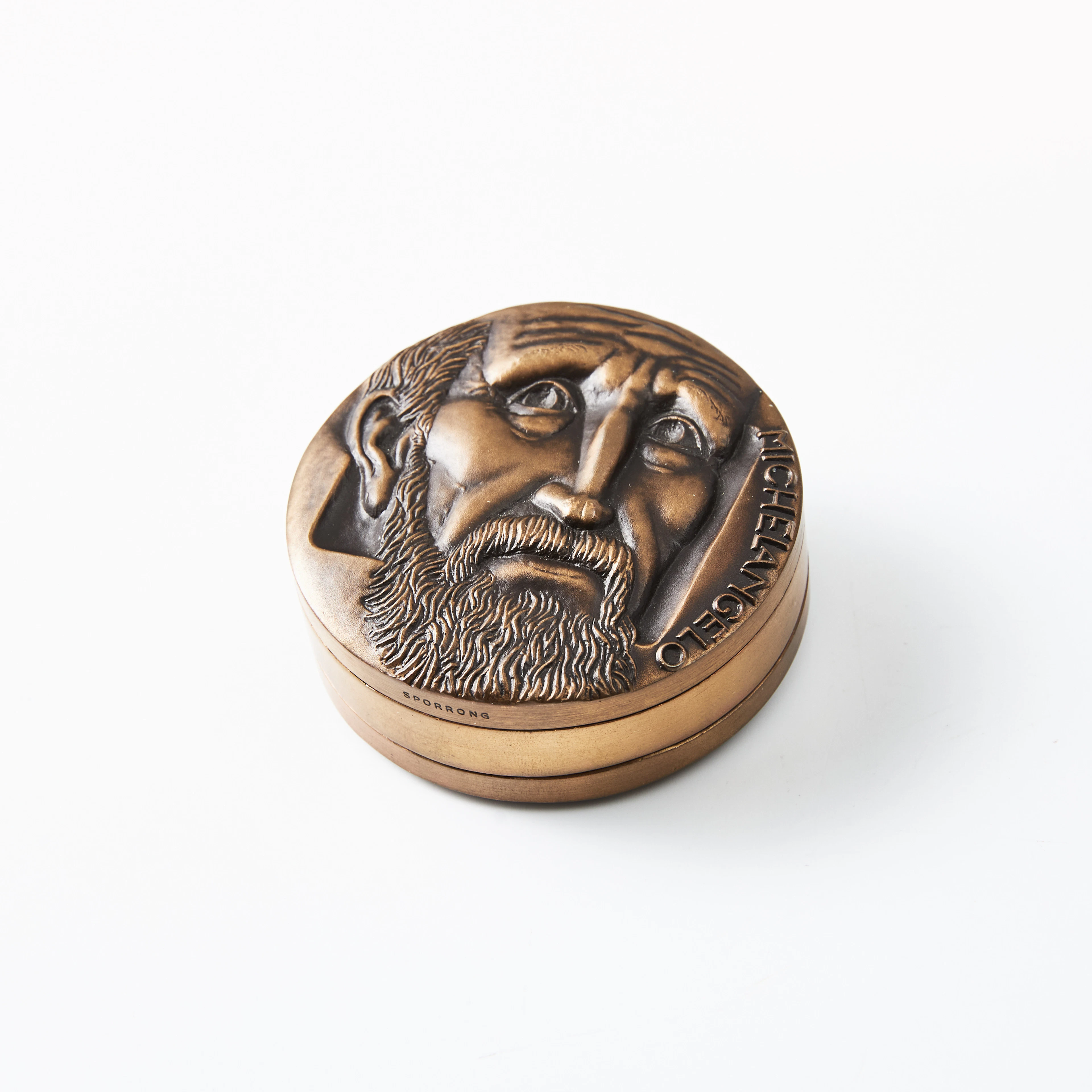 KAUKO RÄSÄNEN. 1926-2015. Medalj, brons, Michelangelo, 3-delad, signerad