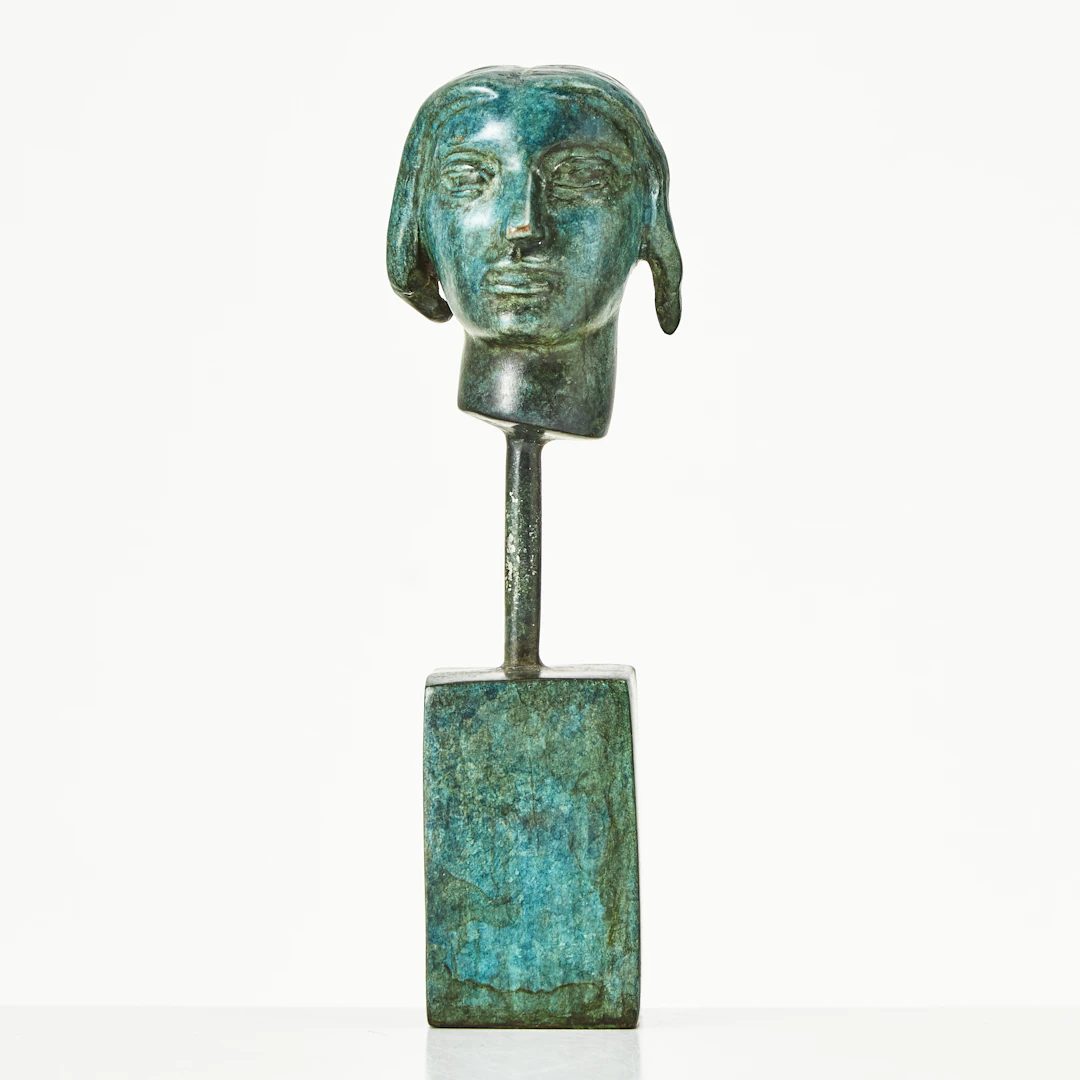 CARL MILLES. EFTER. Skulptur, huvud, grönpatinerad metallegering, Millesgården.
