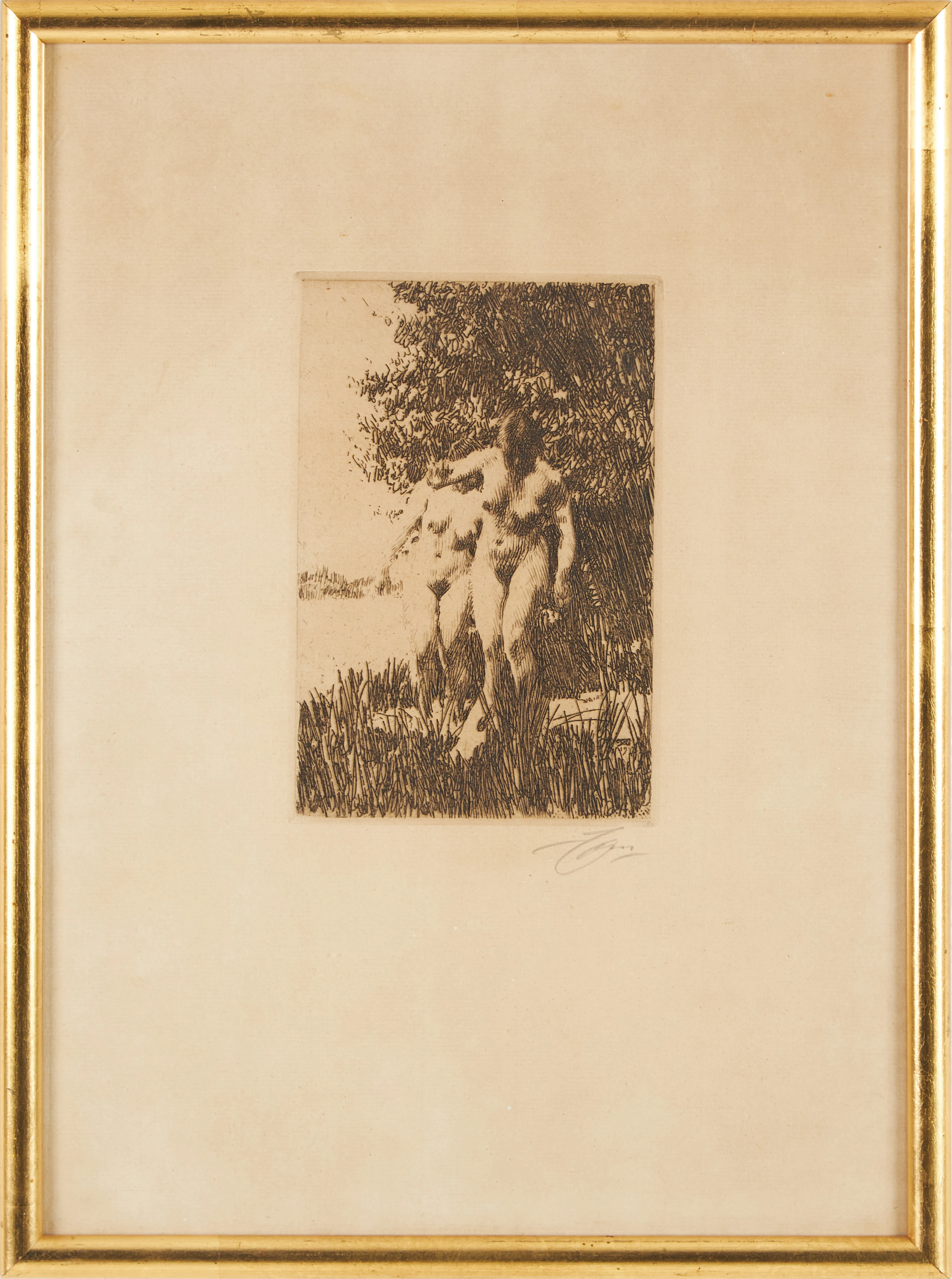 ANDERS ZORN. "AL", etsning, signerad Zorn med blyerts.
