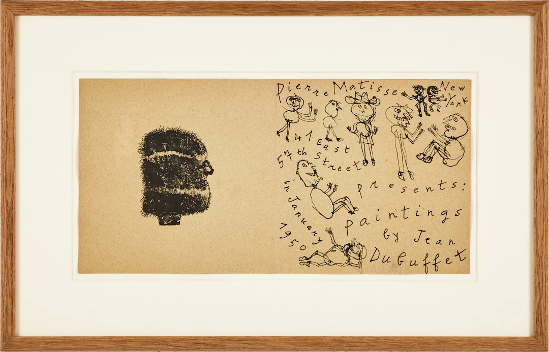 JEAN DUBUFFET. Galleri-invitation, Pierre Matisse, New York, Presents: